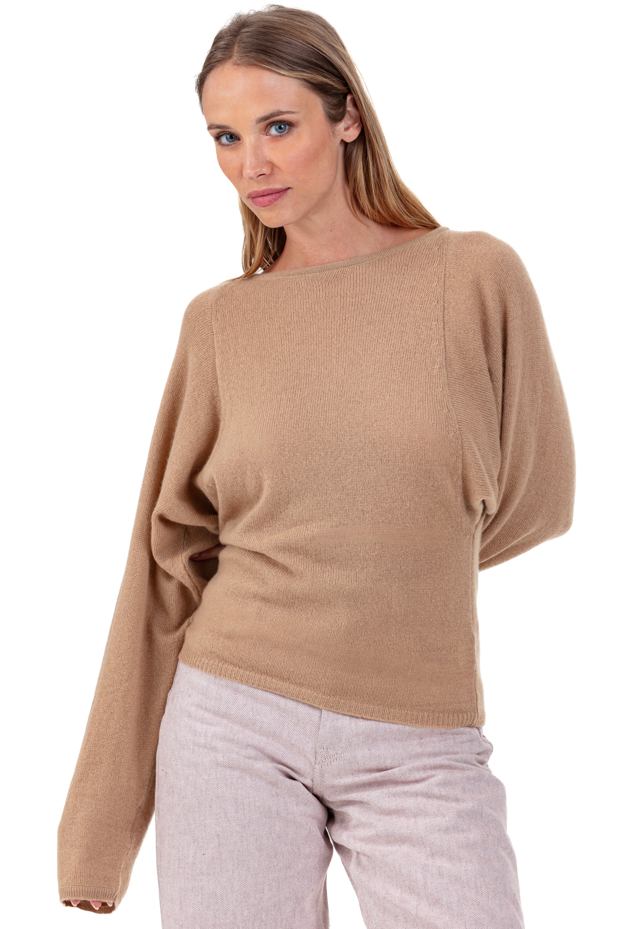 Cashmere jumper, 100% Cashmere, women, boat neck, long sleeves, fine, , Mahogany