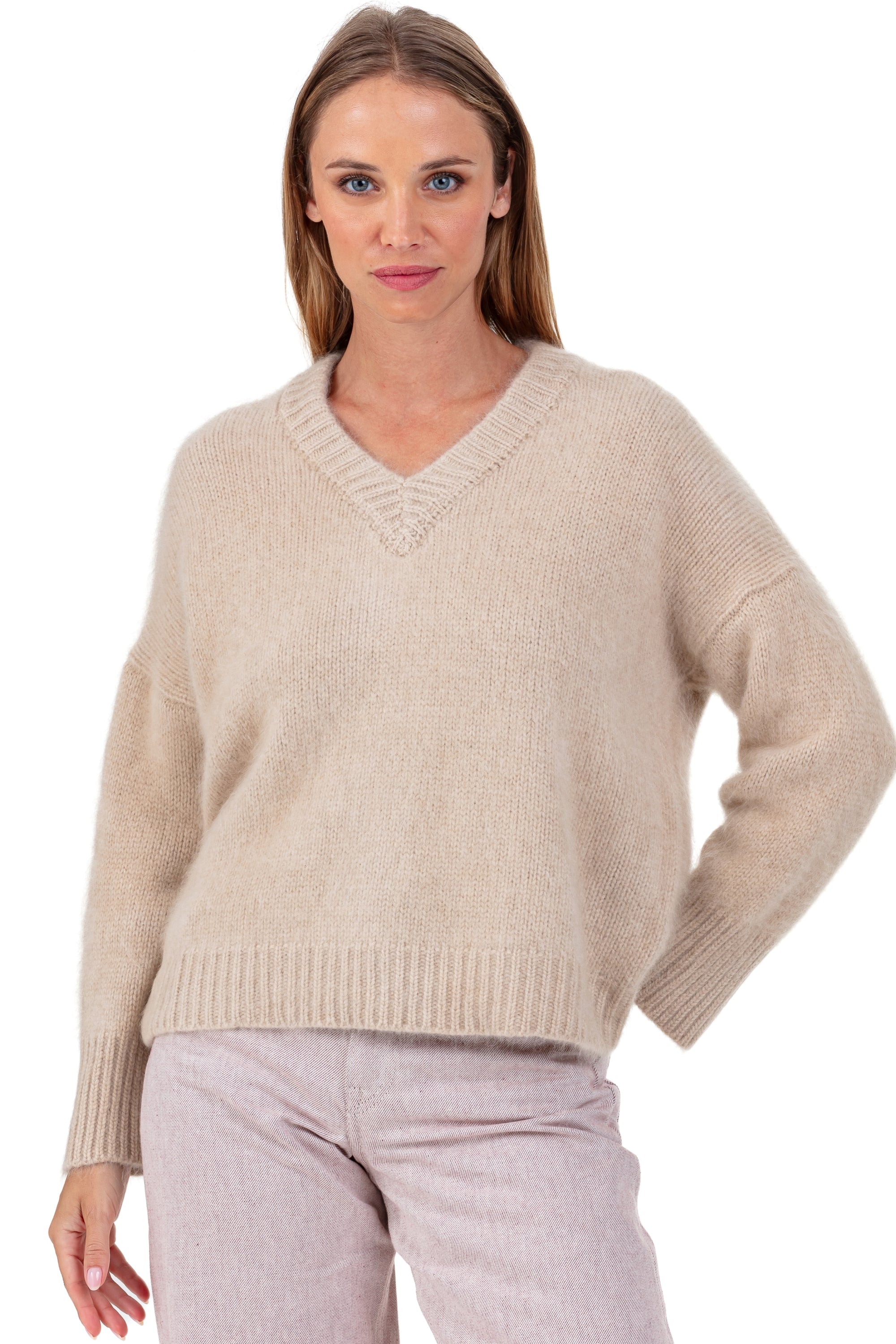 Pamela cashmere cocoon women's jumper - beige - Mahogany