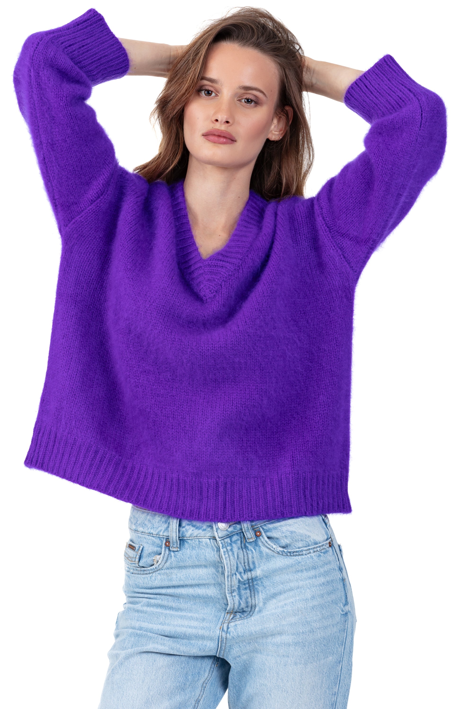 Pamela cashmere cocoon women's jumper - violet - Mahogany