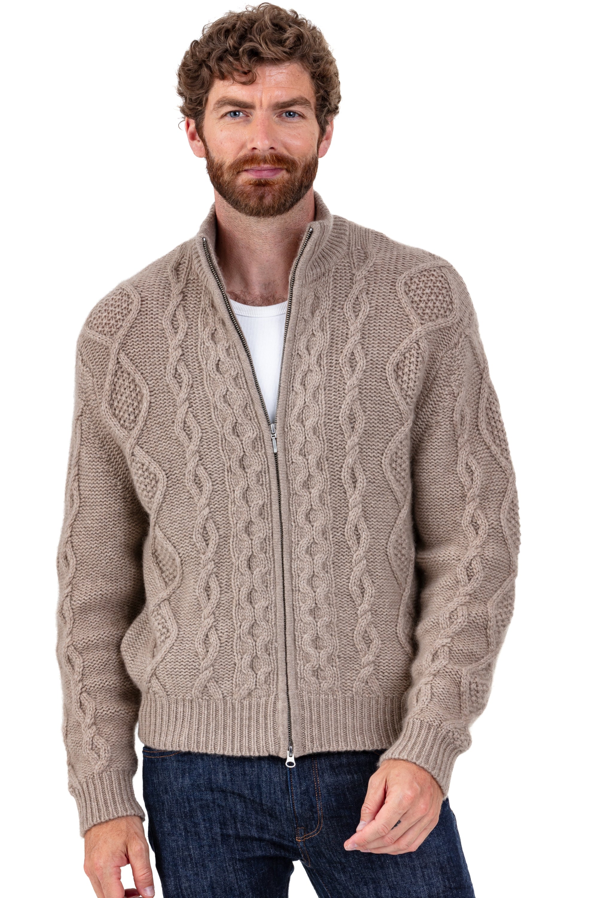 Patmos men's cashmere jumper - natural brown - Mahogany