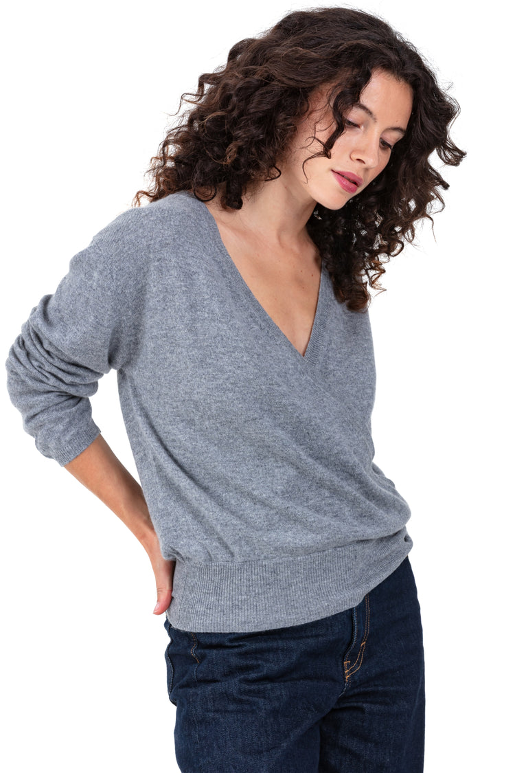 Paula women's cashmere jumper - heathered grey - Mahogany
