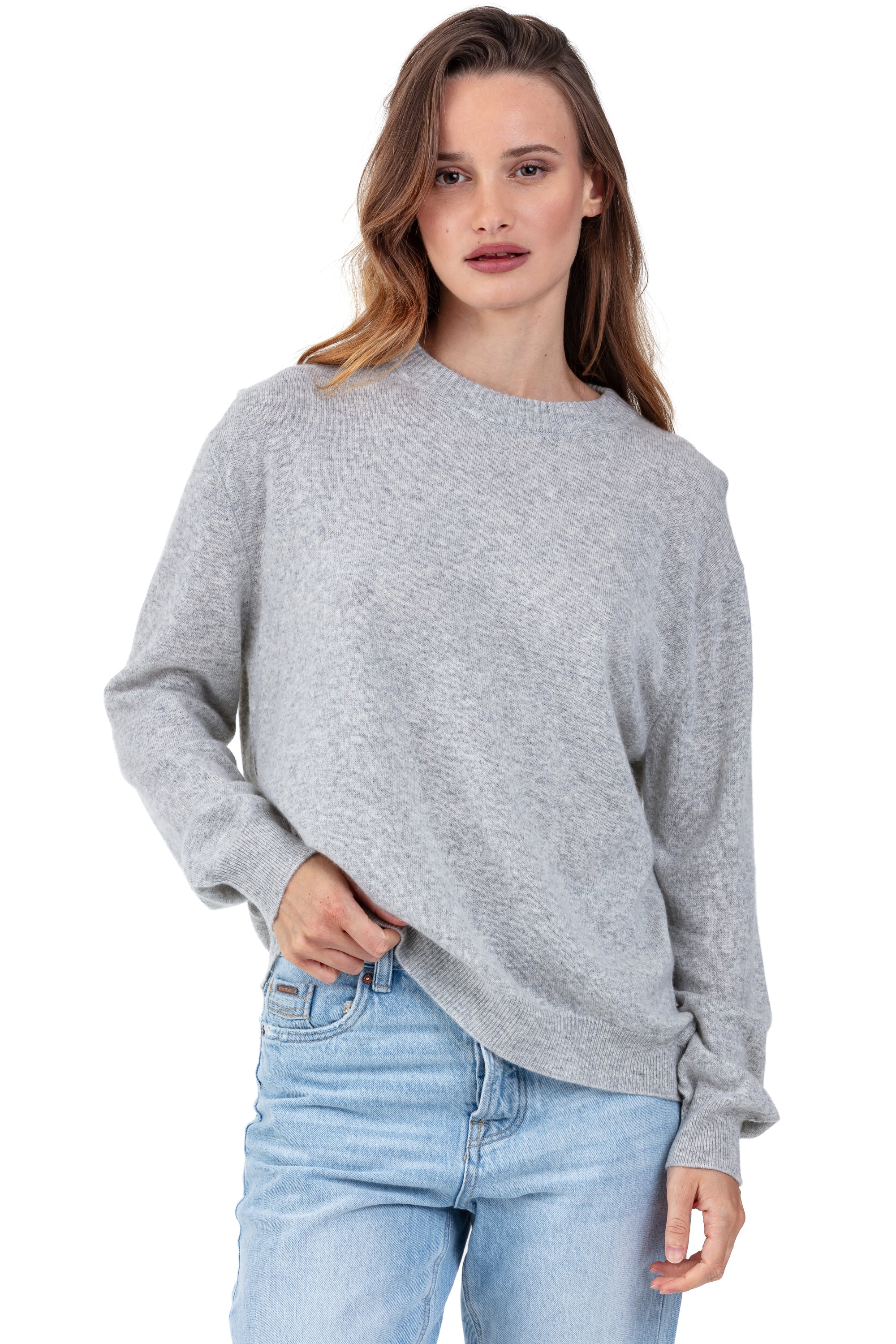 Cashmere jumper, 100% Cashmere, women, round neck, oversized fit, long sleeves, standard / 2 and 4 plies, standard knit, Mahogany