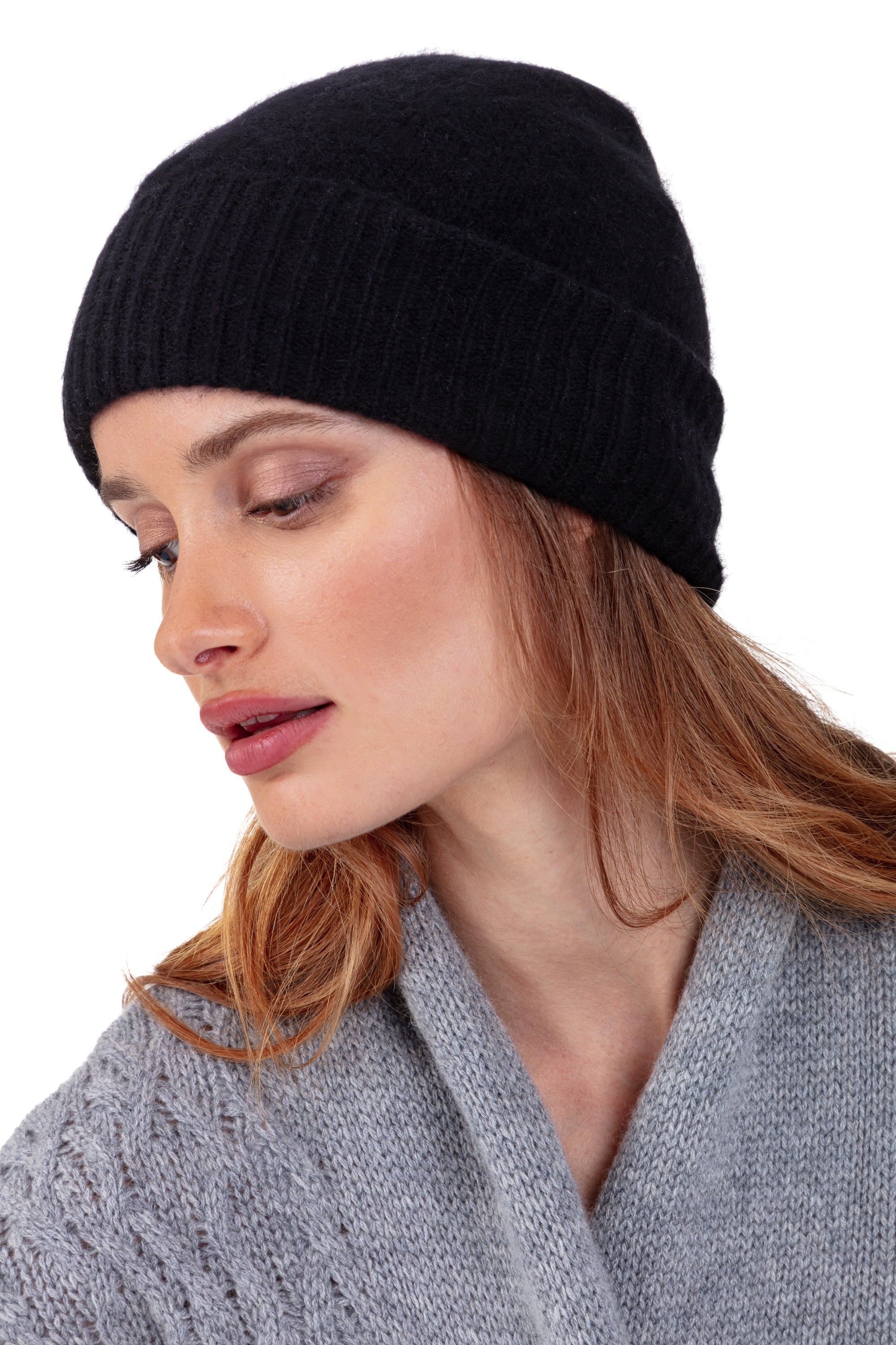 Pilou in mixed cashmere cocoon - black - Mahogany