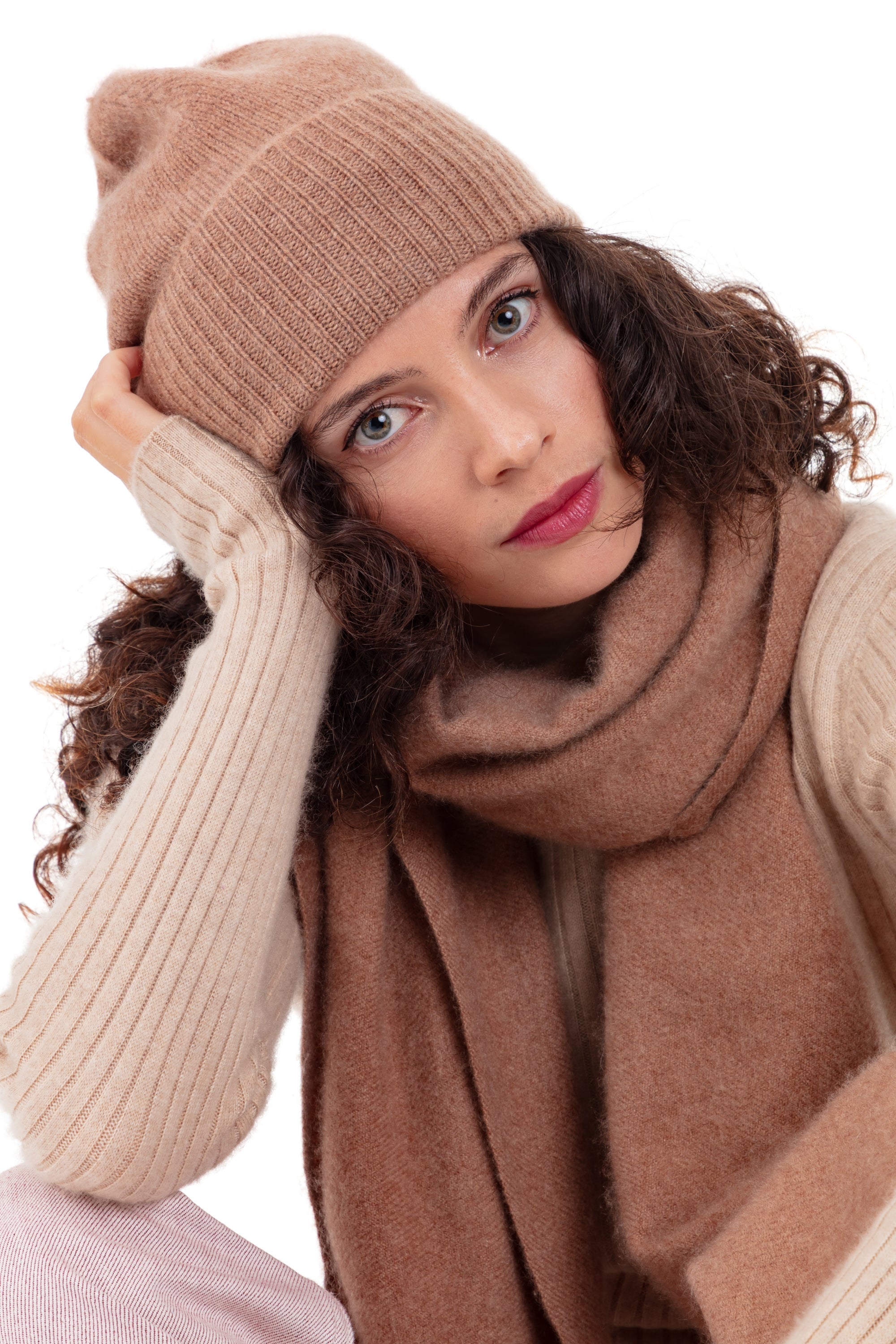 Pilou in mixed cashmere cocoon - camel - Mahogany