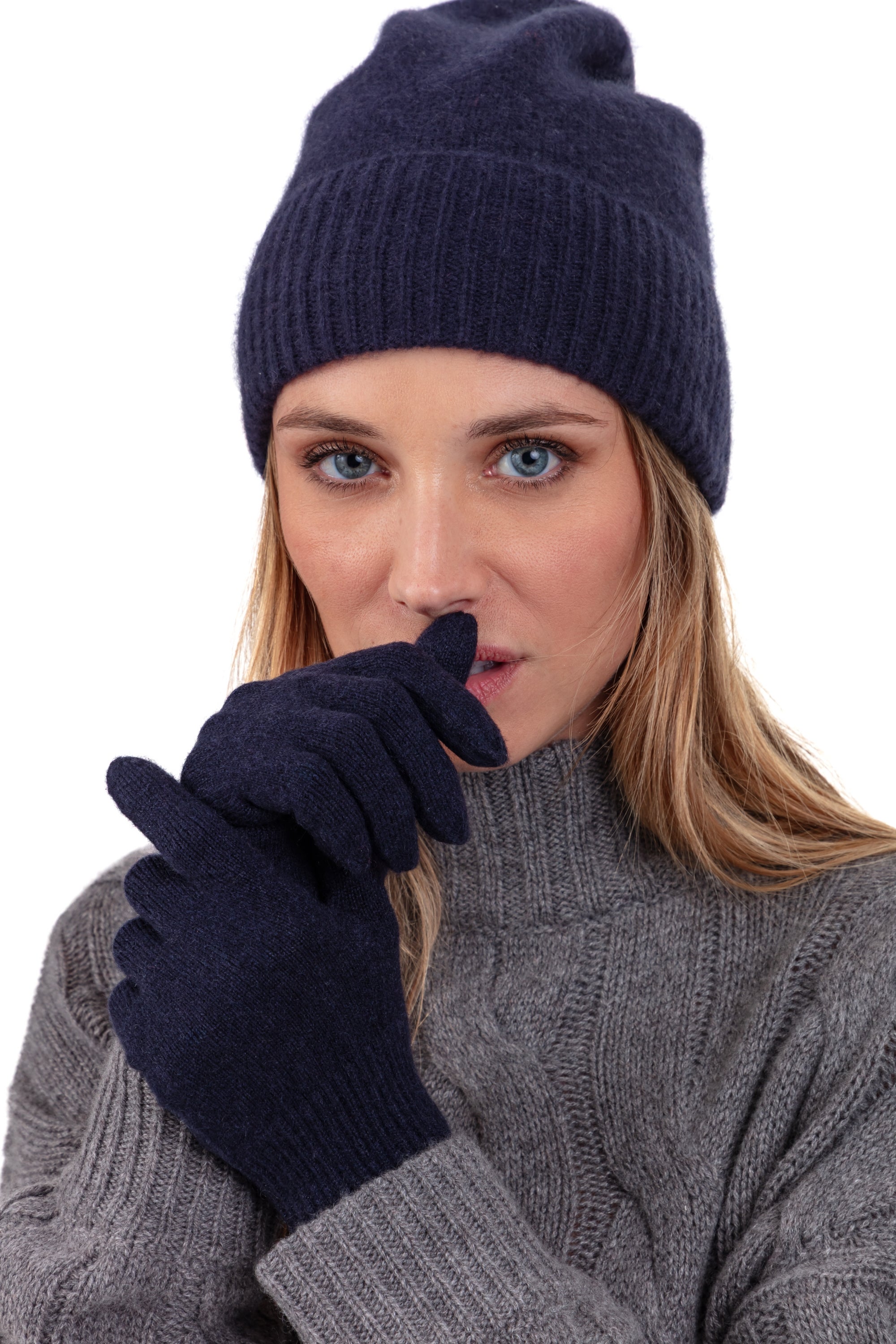 Pilou in mixed cashmere cocoon - navy - Mahogany