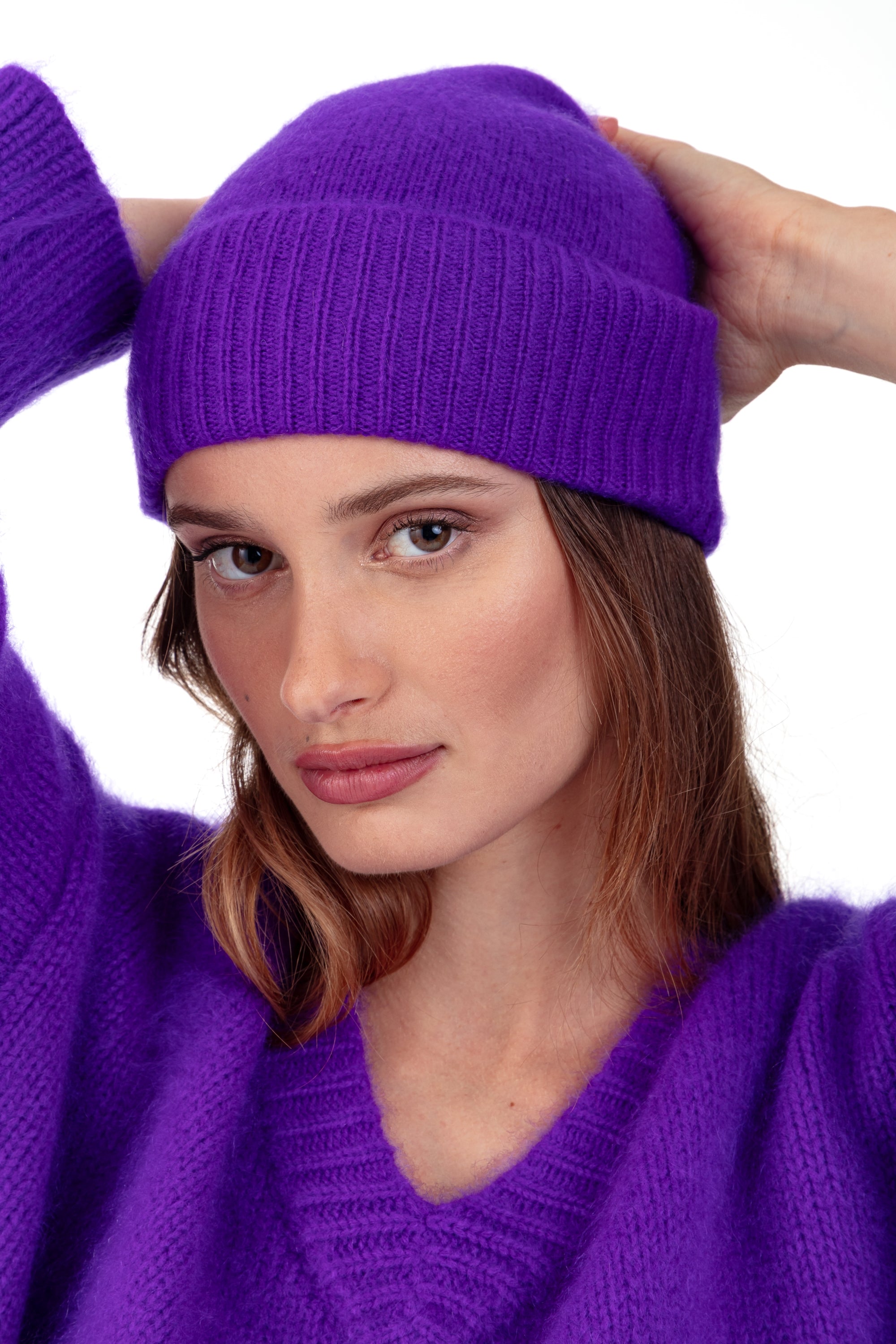 Pilou in mixed cashmere cocoon - violet - Mahogany