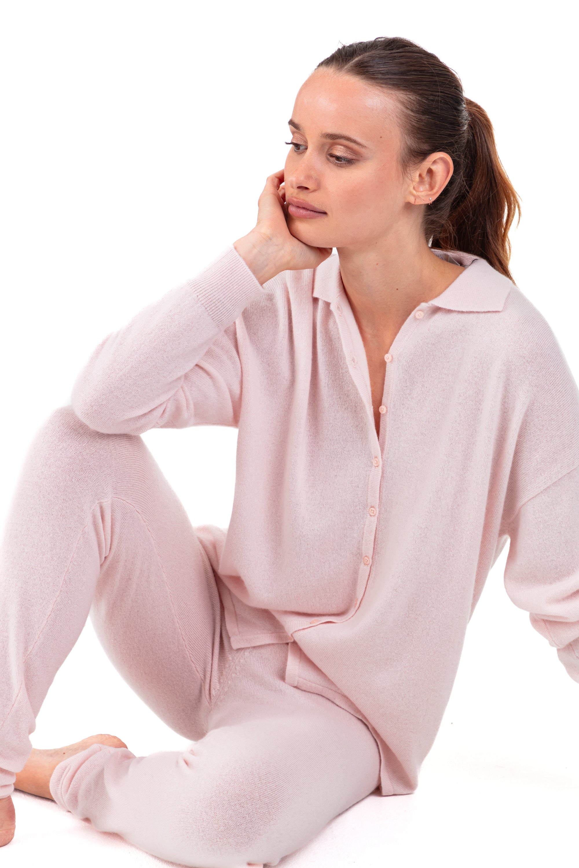 Piramisu women's cashmere - pale pink - Mahogany