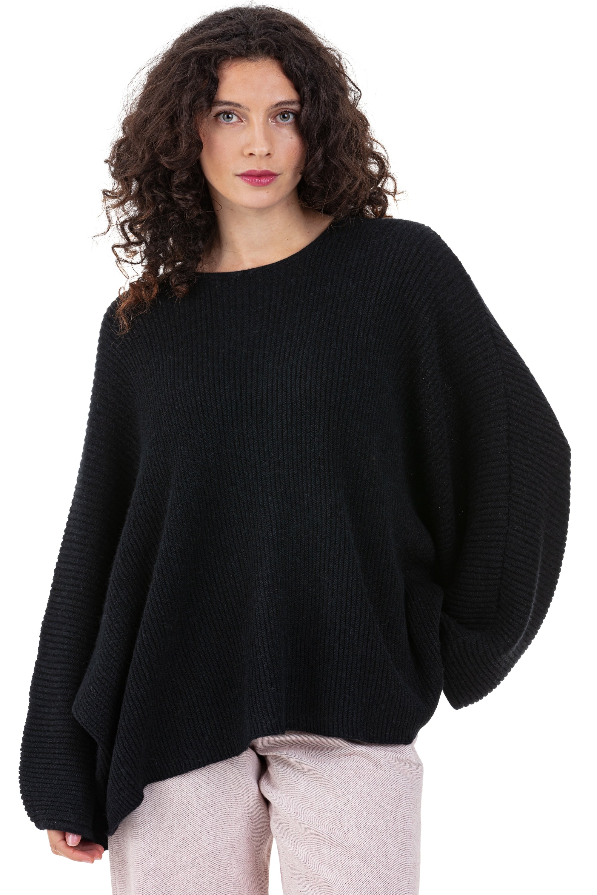 Polly women's baby alpaca jumper - black - Mahogany