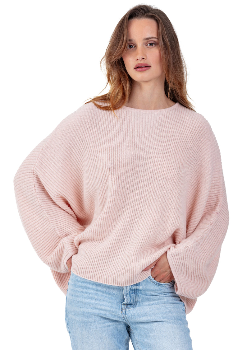 Polly women's baby alpaca jumper - petal pink - Mahogany