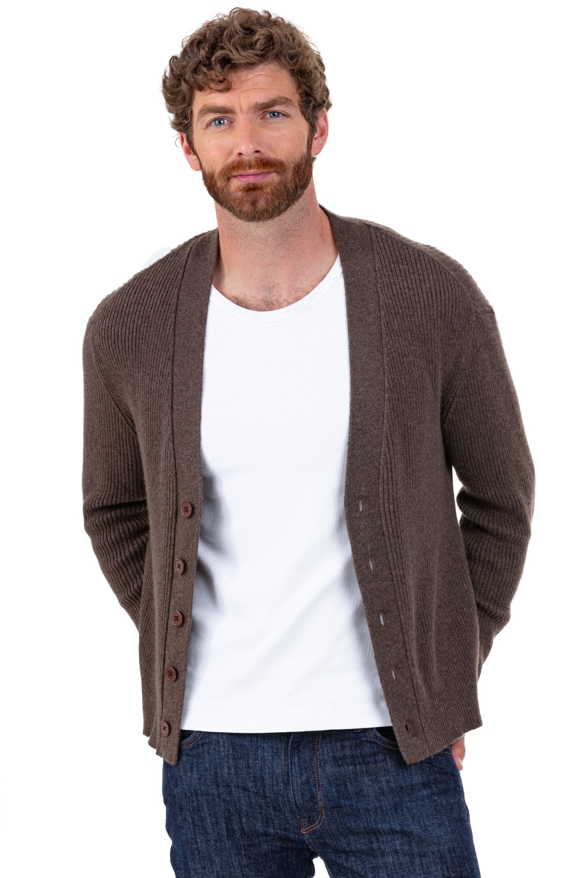 Porto in cashmere men's - marl brown - Mahogany