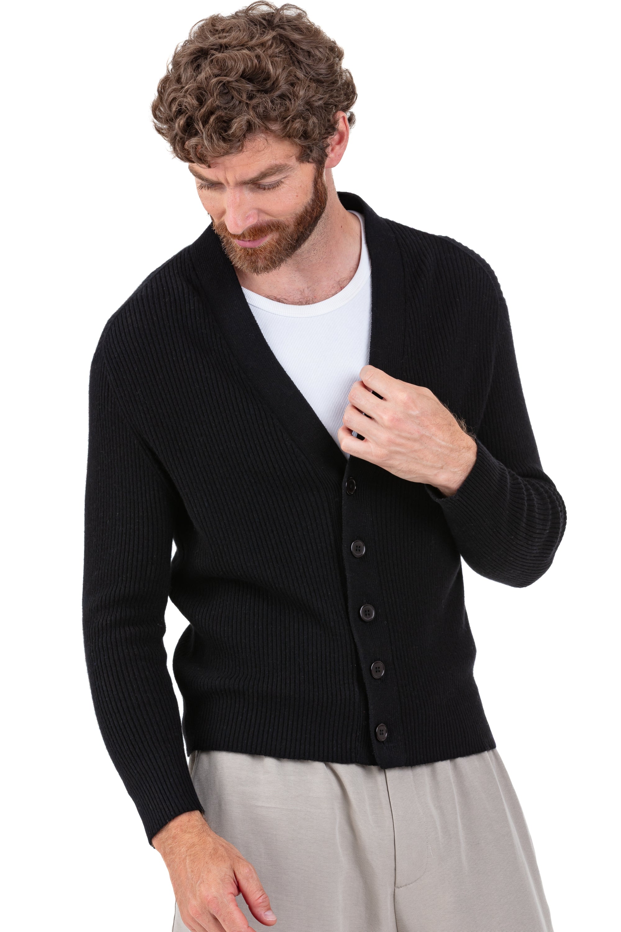 Porto in cashmere men's - black - Mahogany