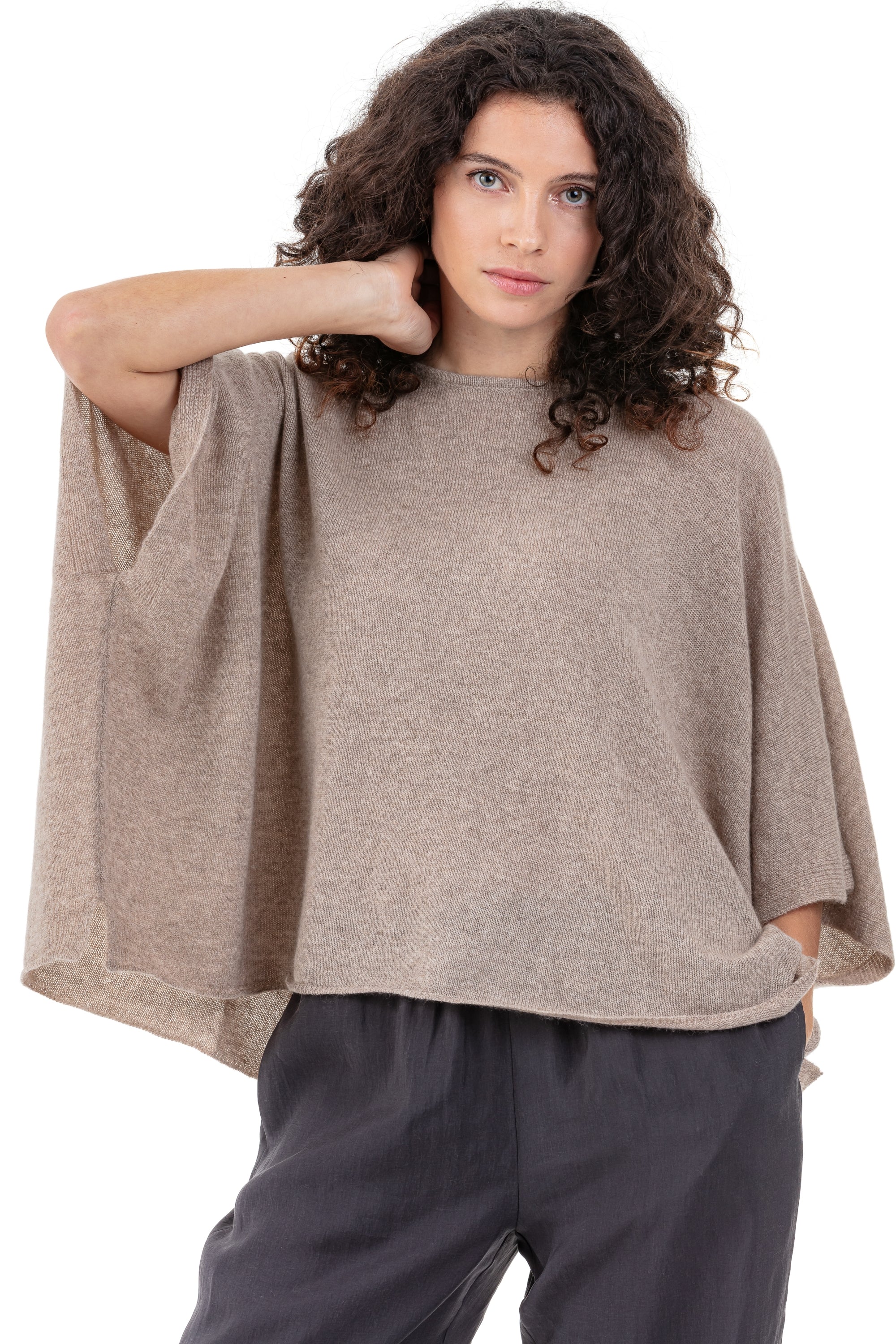 Pythagore women's cashmere jumper - natural brown - Mahogany