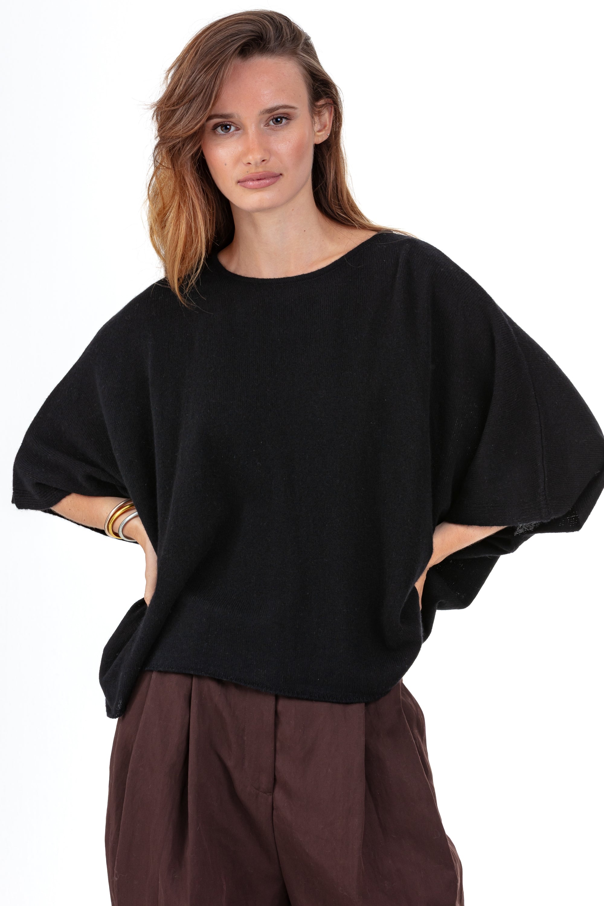 Pythagore women's cashmere jumper - noir - Mahogany