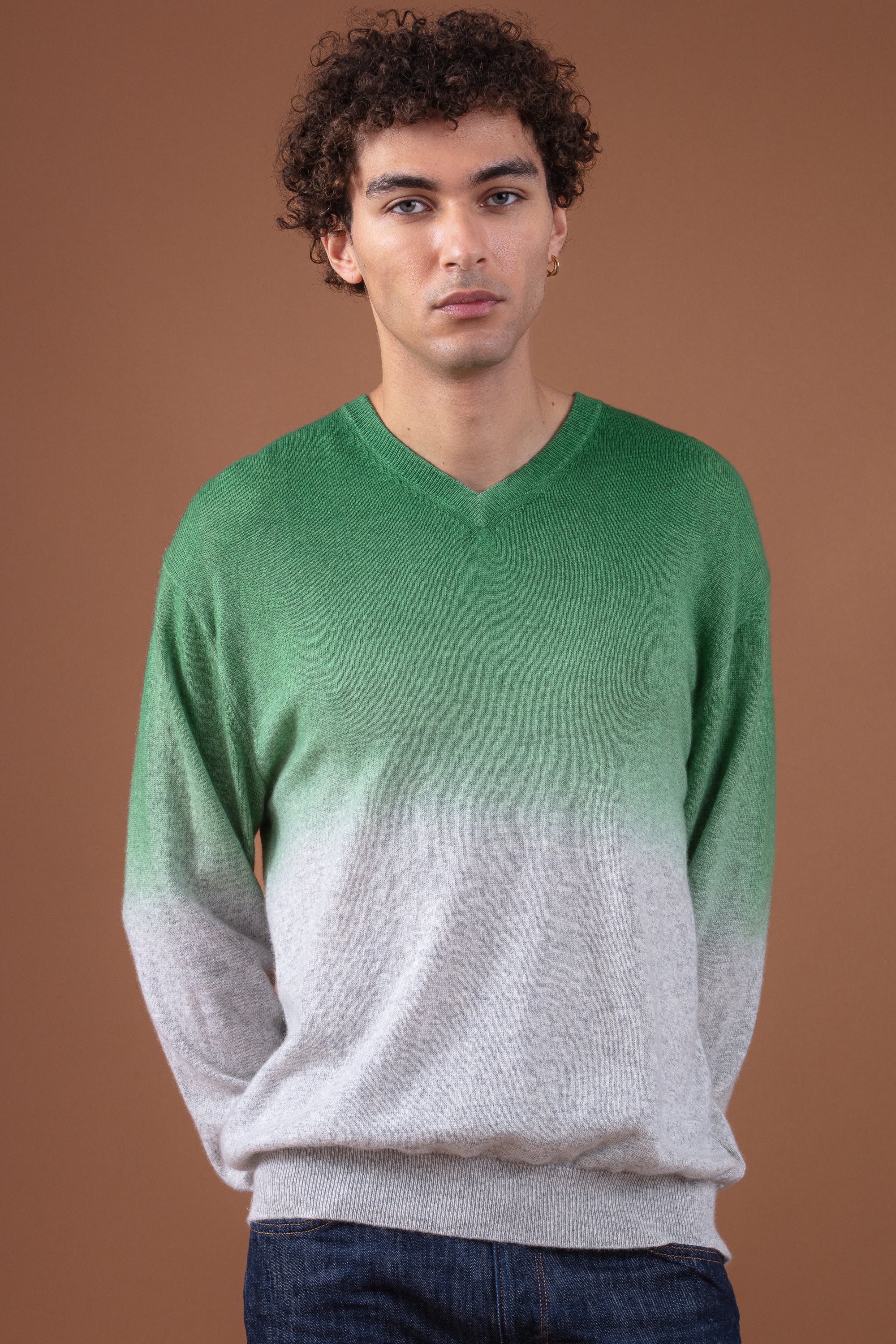 Telaviv men's cashmere - foliage / fog grey - Mahogany
