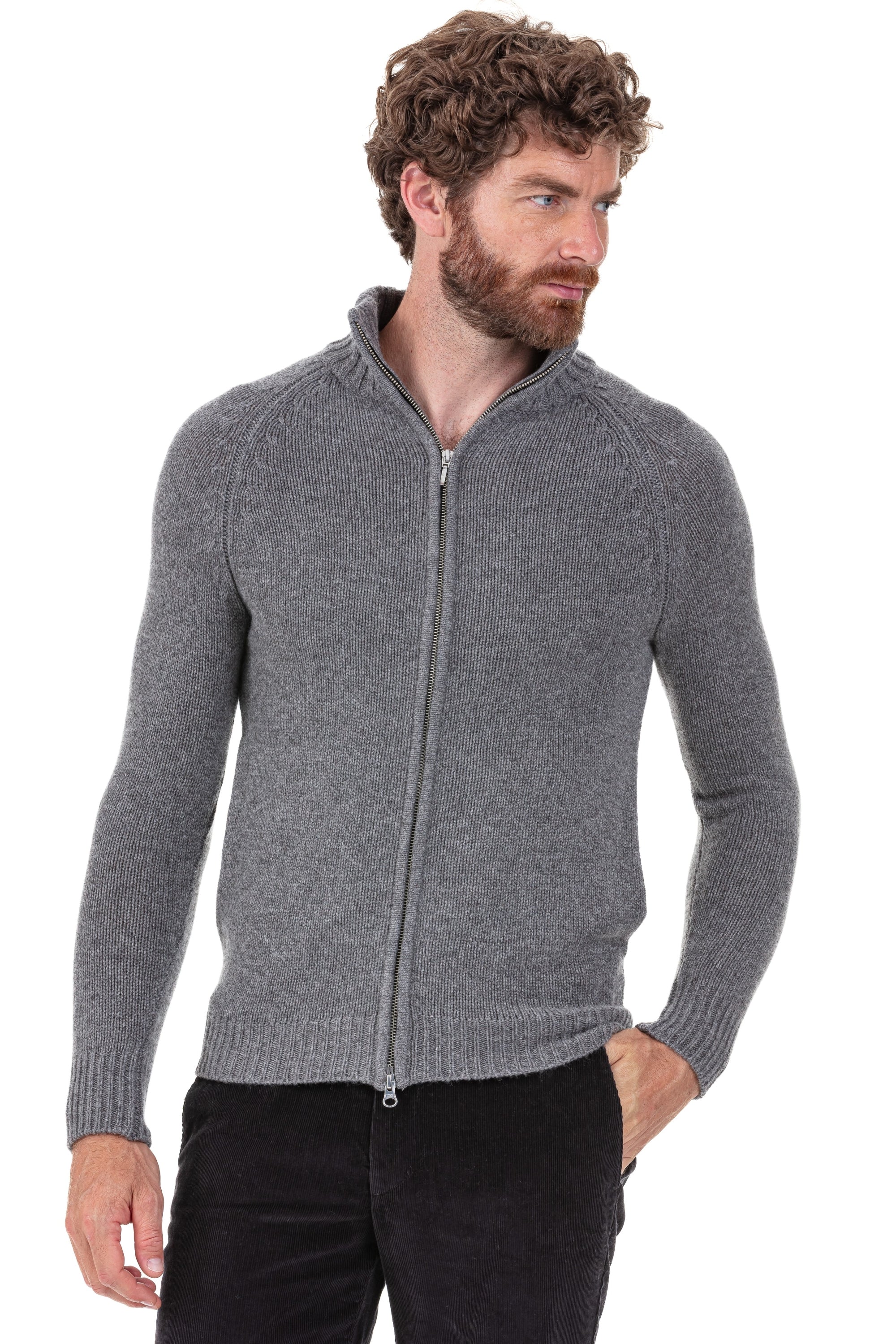 Argos cashmere men's jumper - marmotte marl - Mahogany