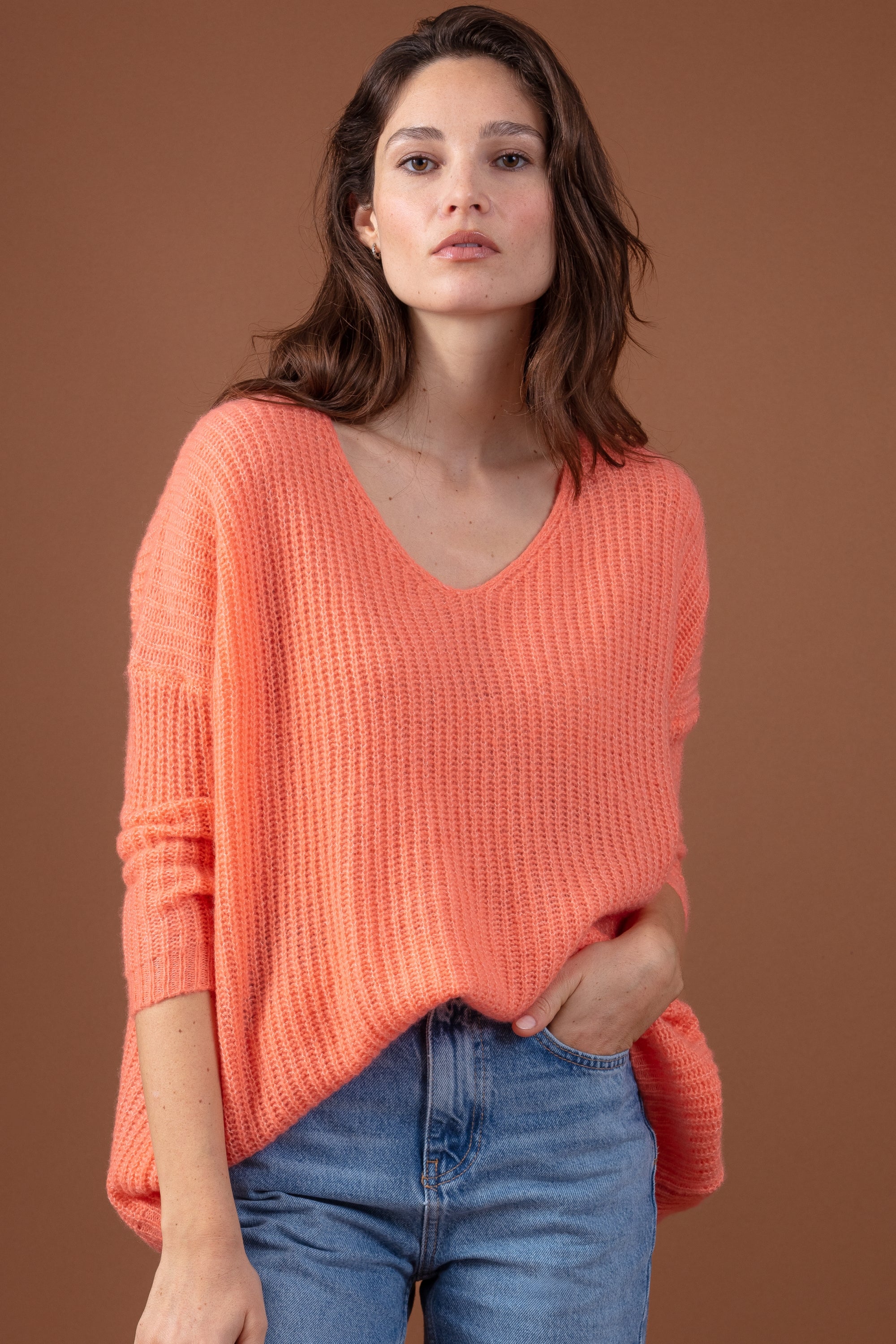 Daenerys women's cashmere - papaya - Mahogany