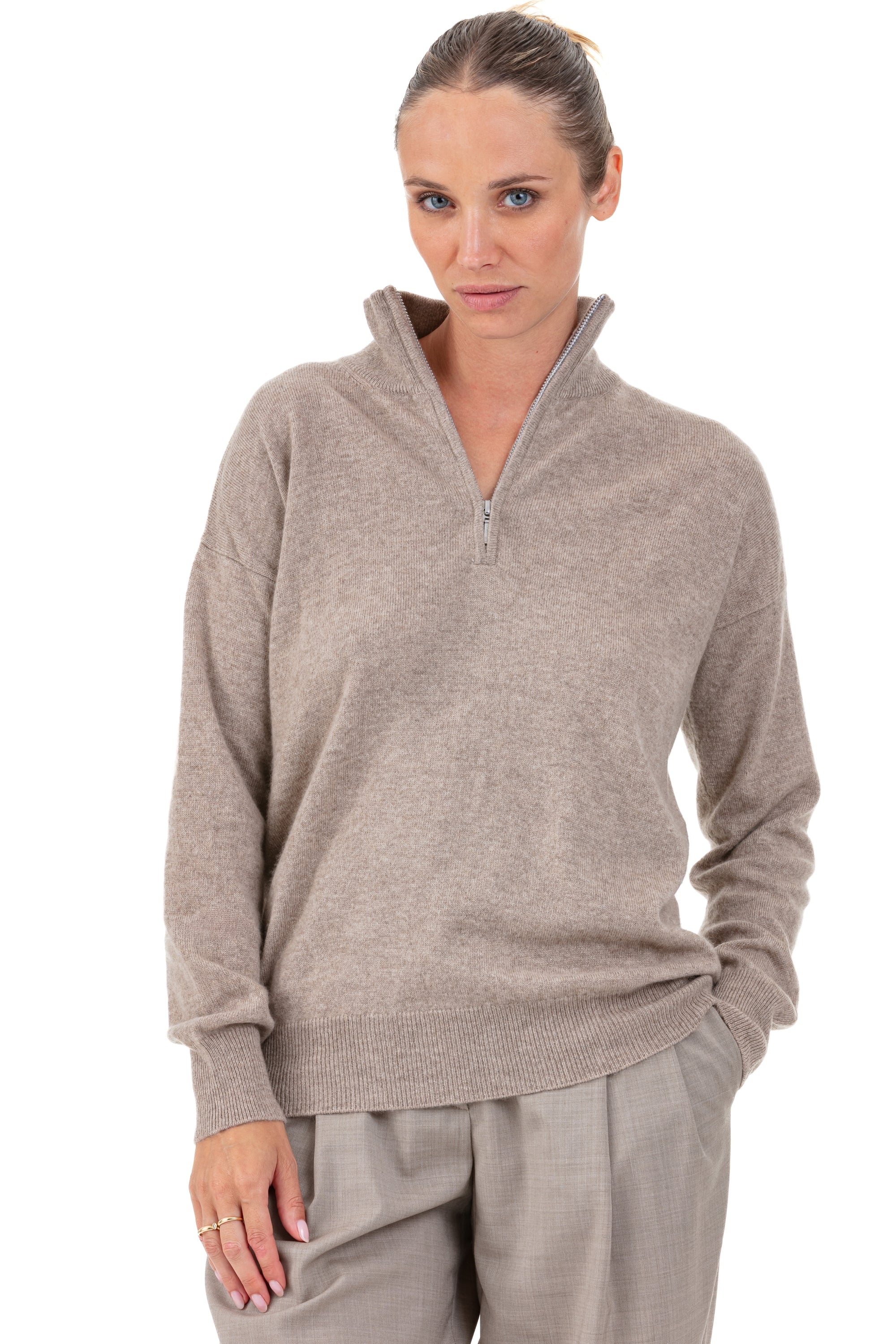 Groseille women's cashmere jumper - natural brown - Mahogany
