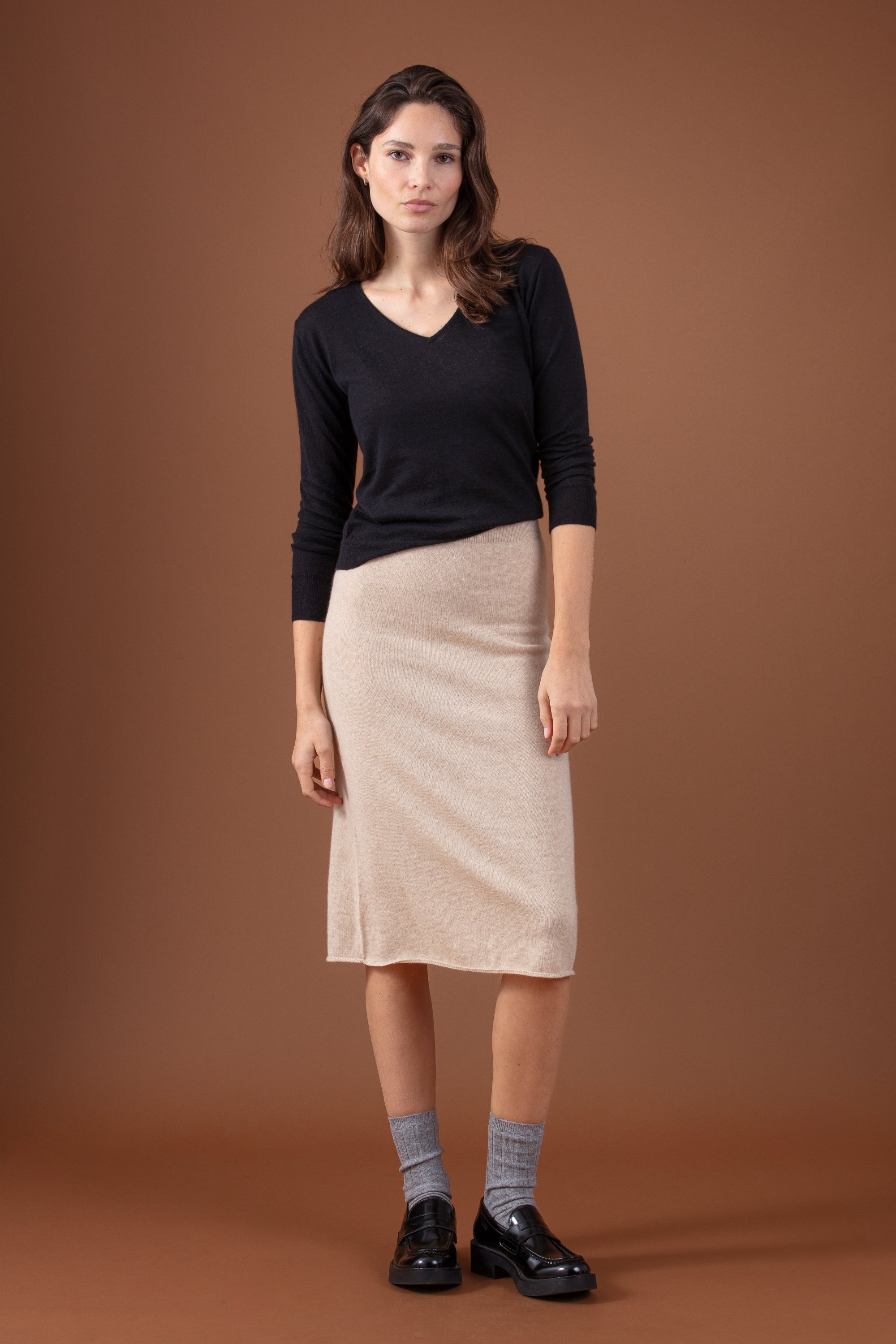 Regina cashmere women's jumper - natural beige - Mahogany