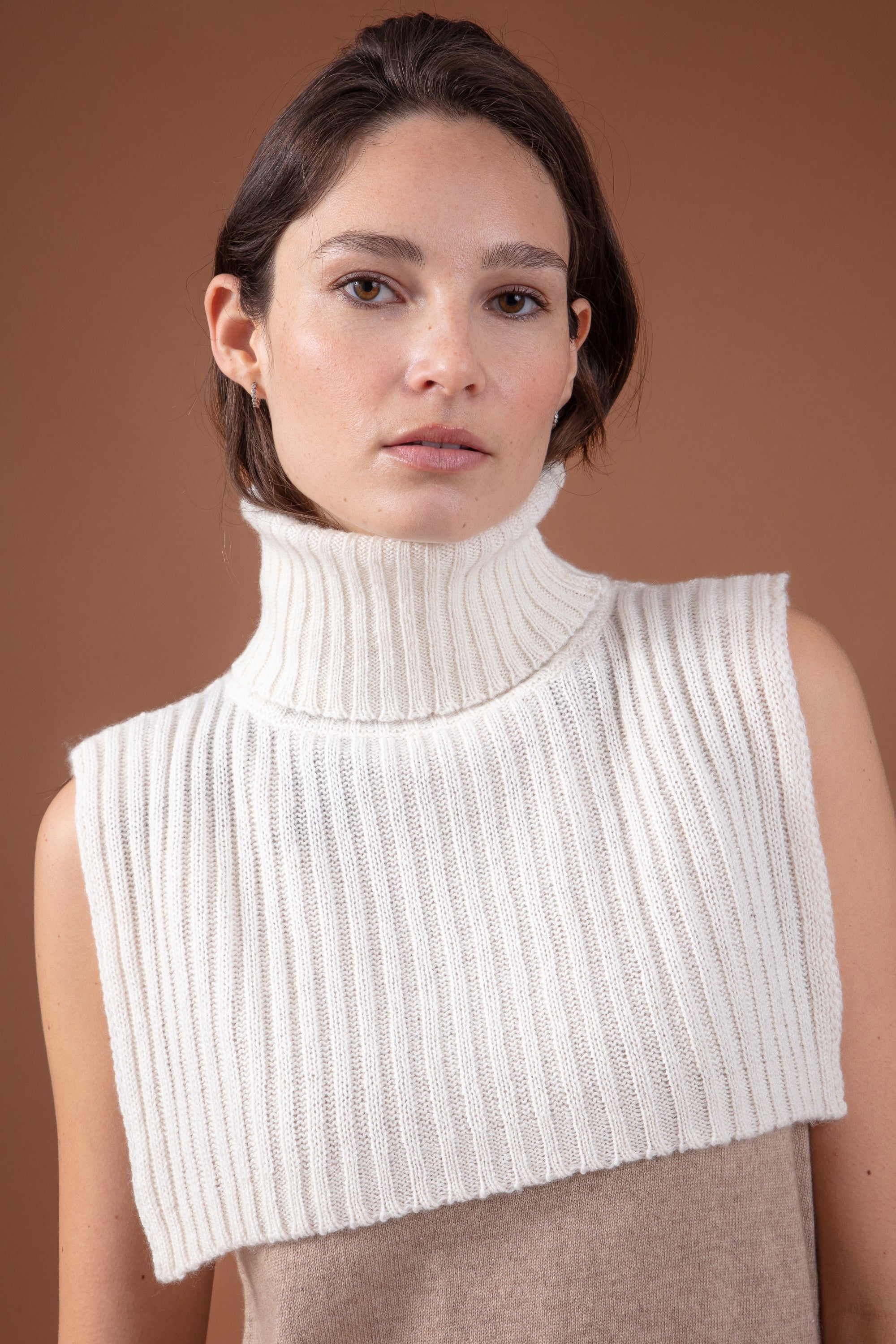 Rolls in cashmere for women - natural écru - Mahogany