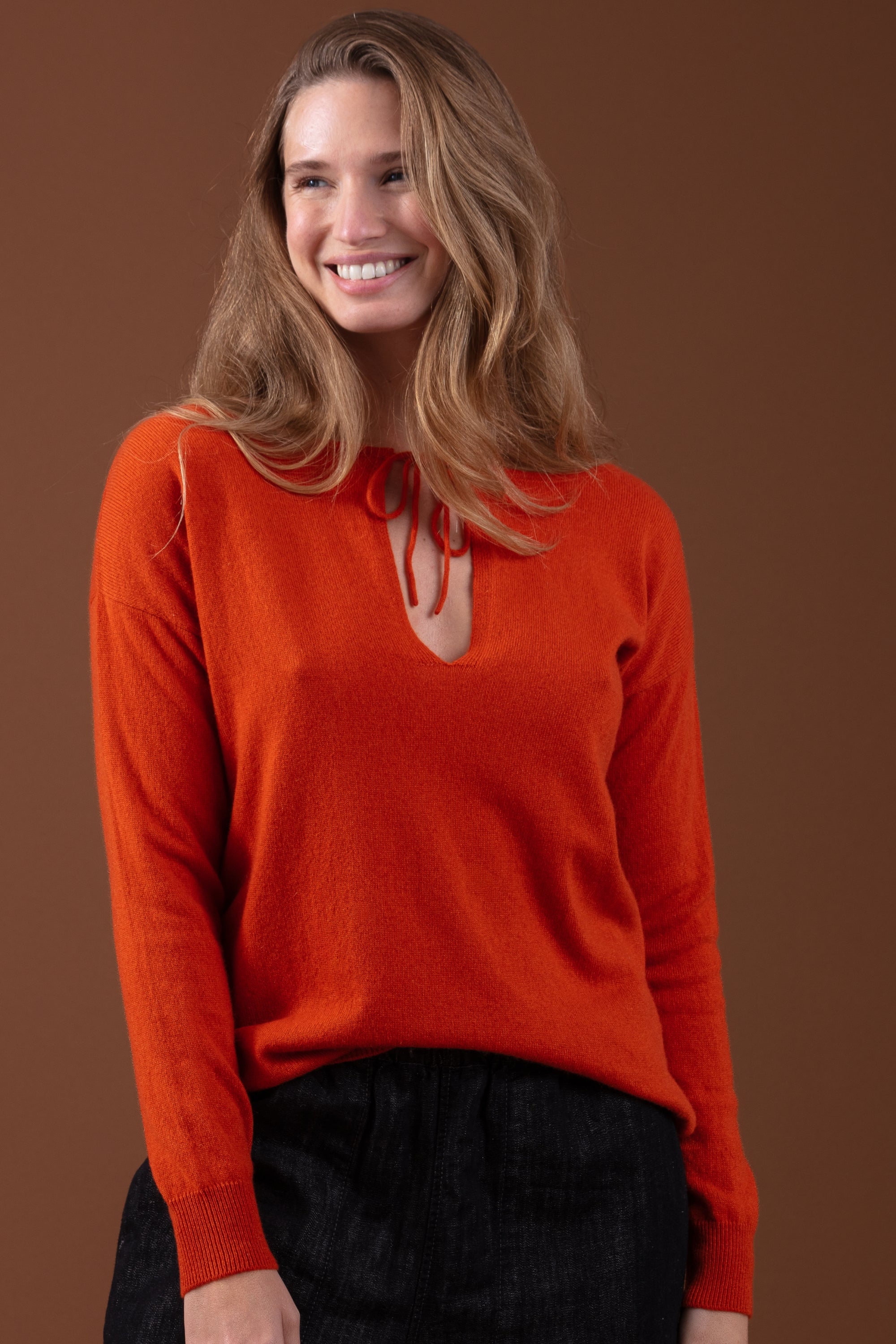 Rowena in cashmere women's - marmalade - Mahogany