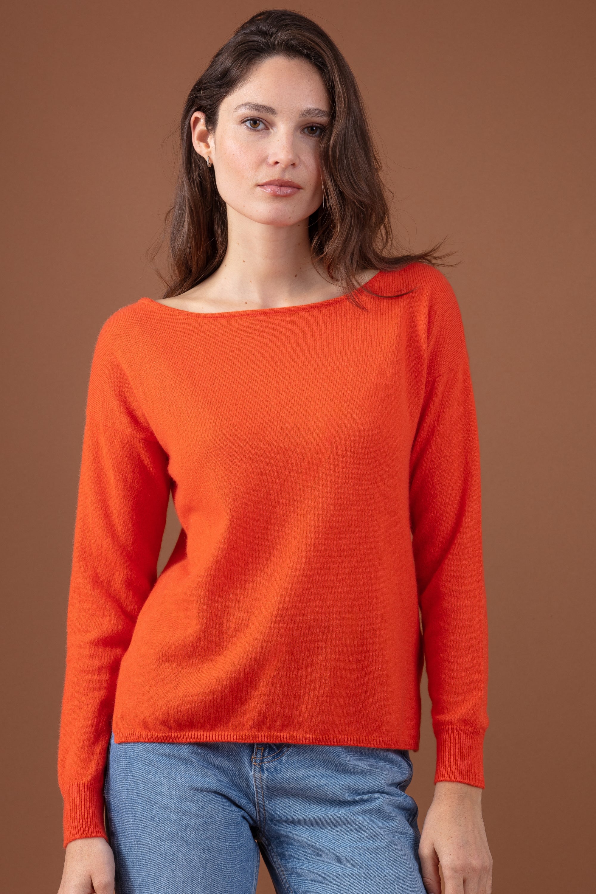 Rowena in cashmere women's - satsuma - Mahogany
