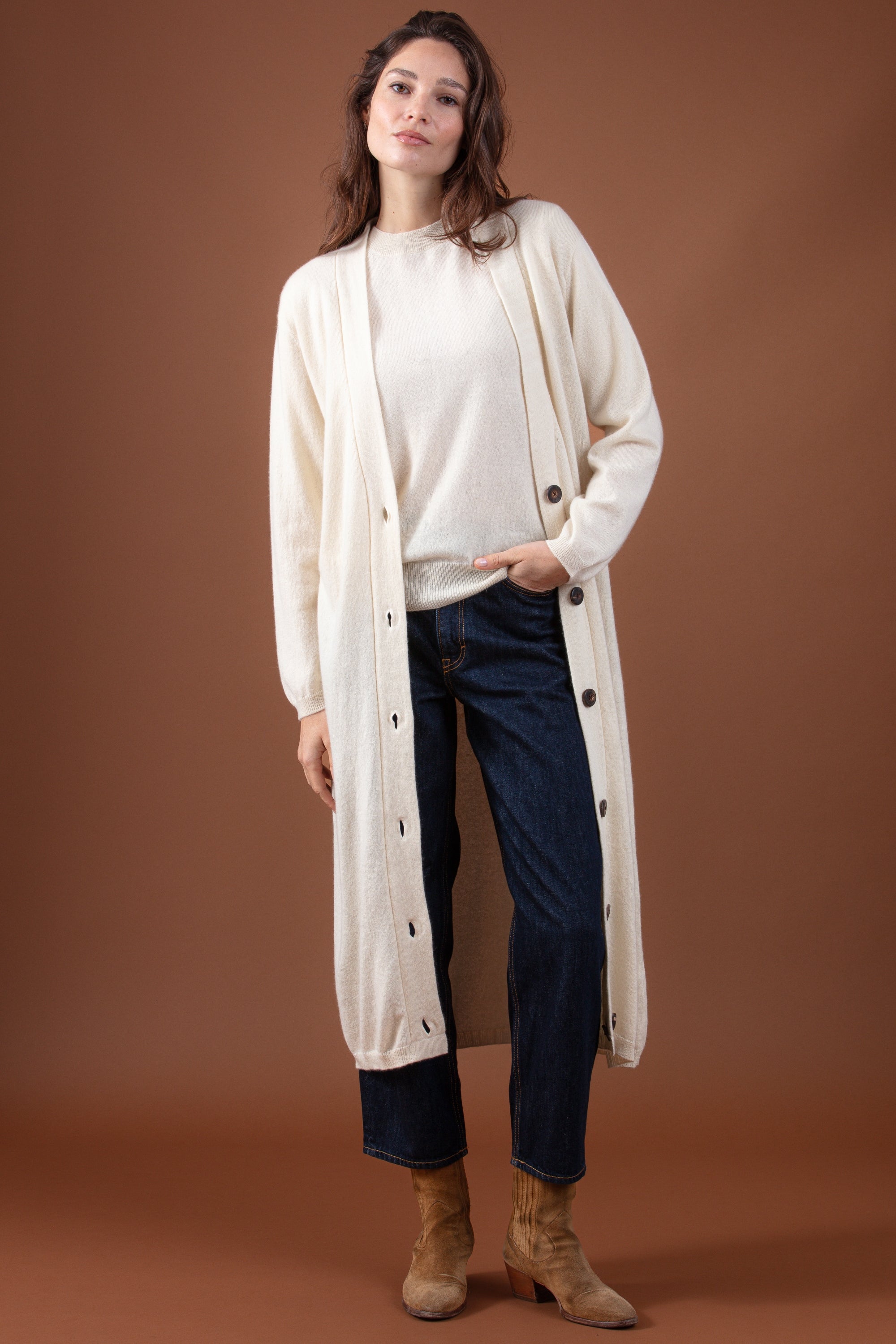 Rimini in cashmere for women - natural écru - Mahogany