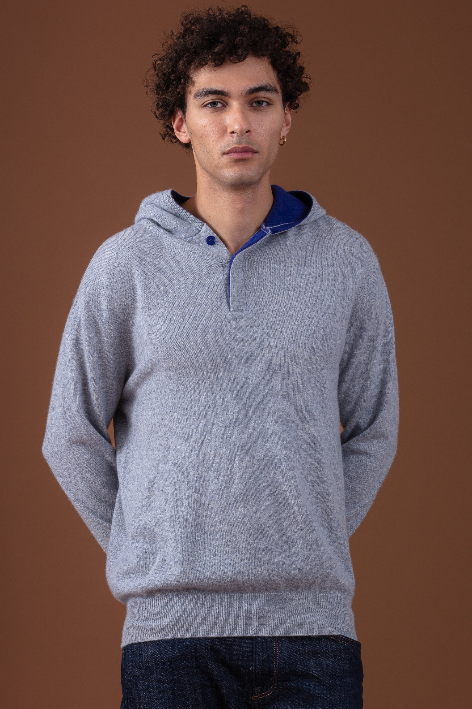 Riverview men's cashmere - quarry / ultra marine - Mahogany