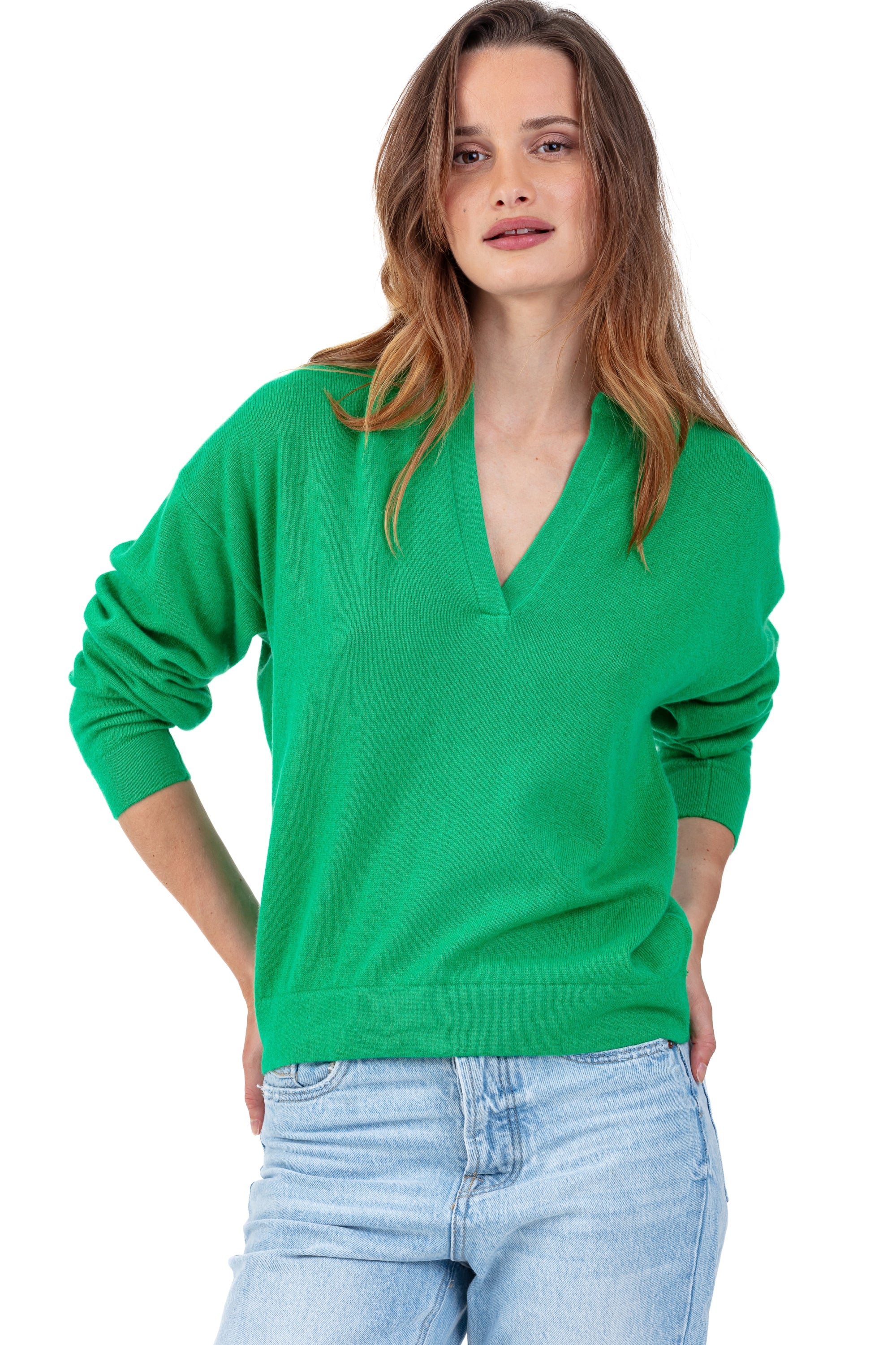 Rellule women's cashmere jumper - new green - Mahogany