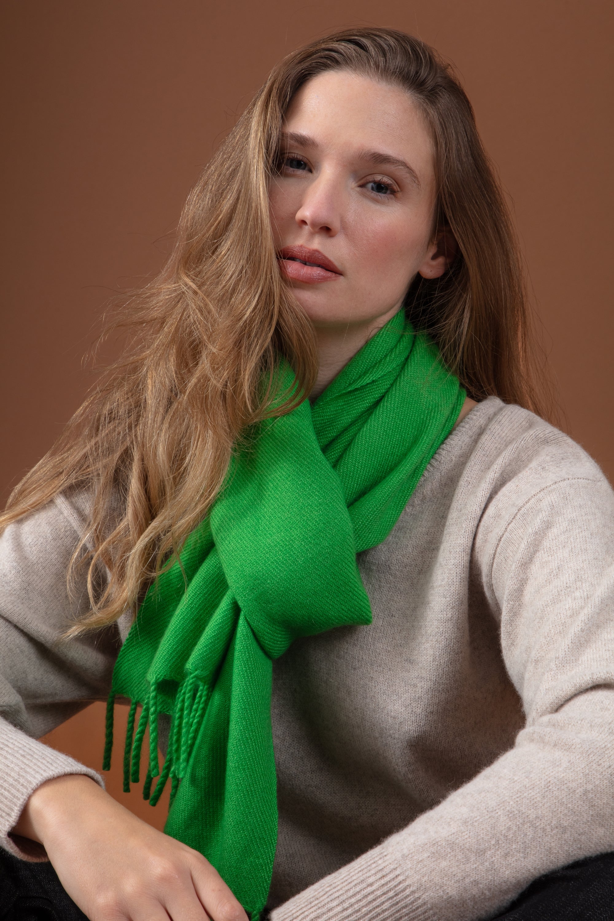 Rêve in mixed cashmere - flash green - Mahogany
