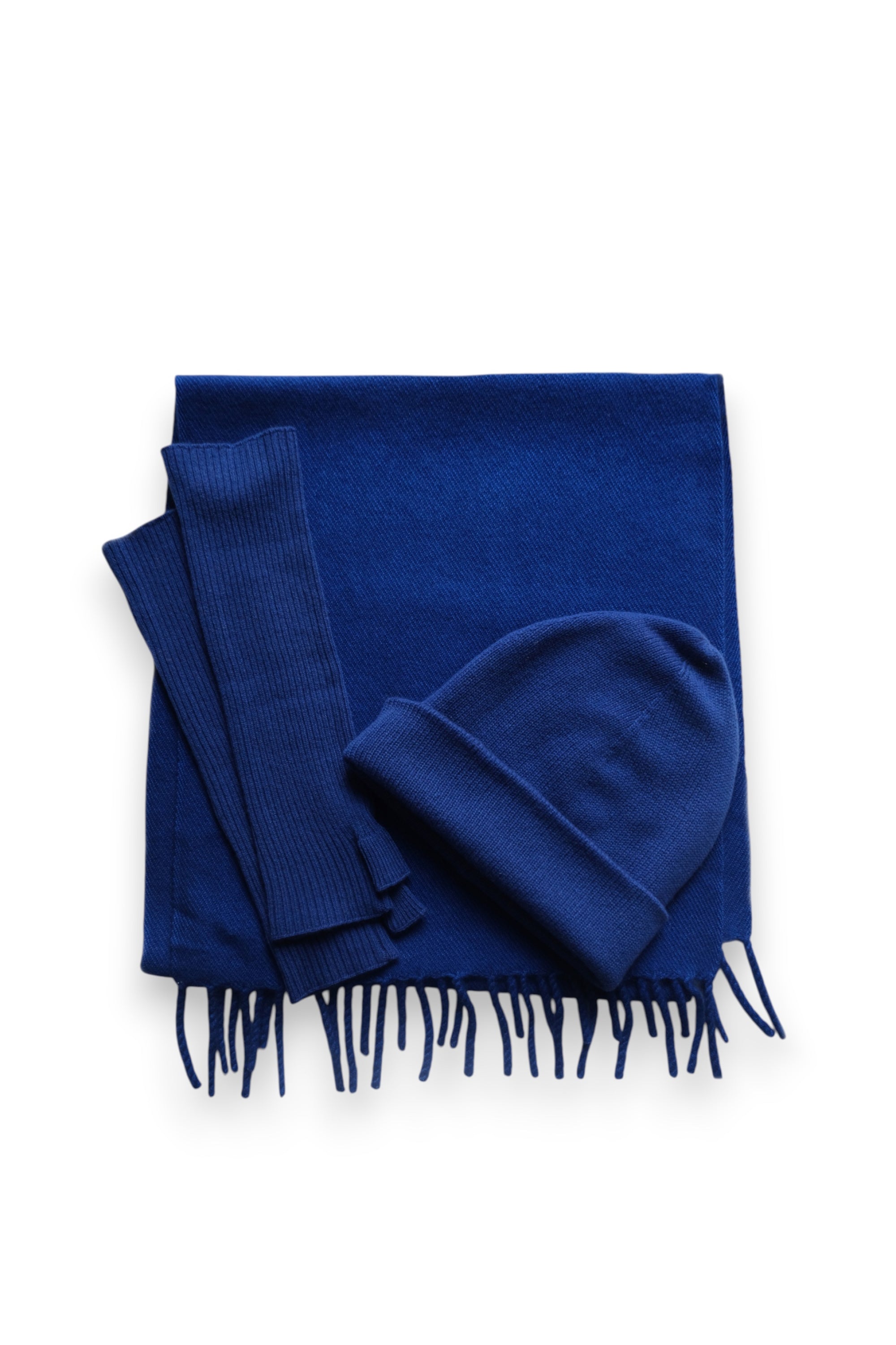 Winter set W in women's cashmere - lapis blue - Mahogany