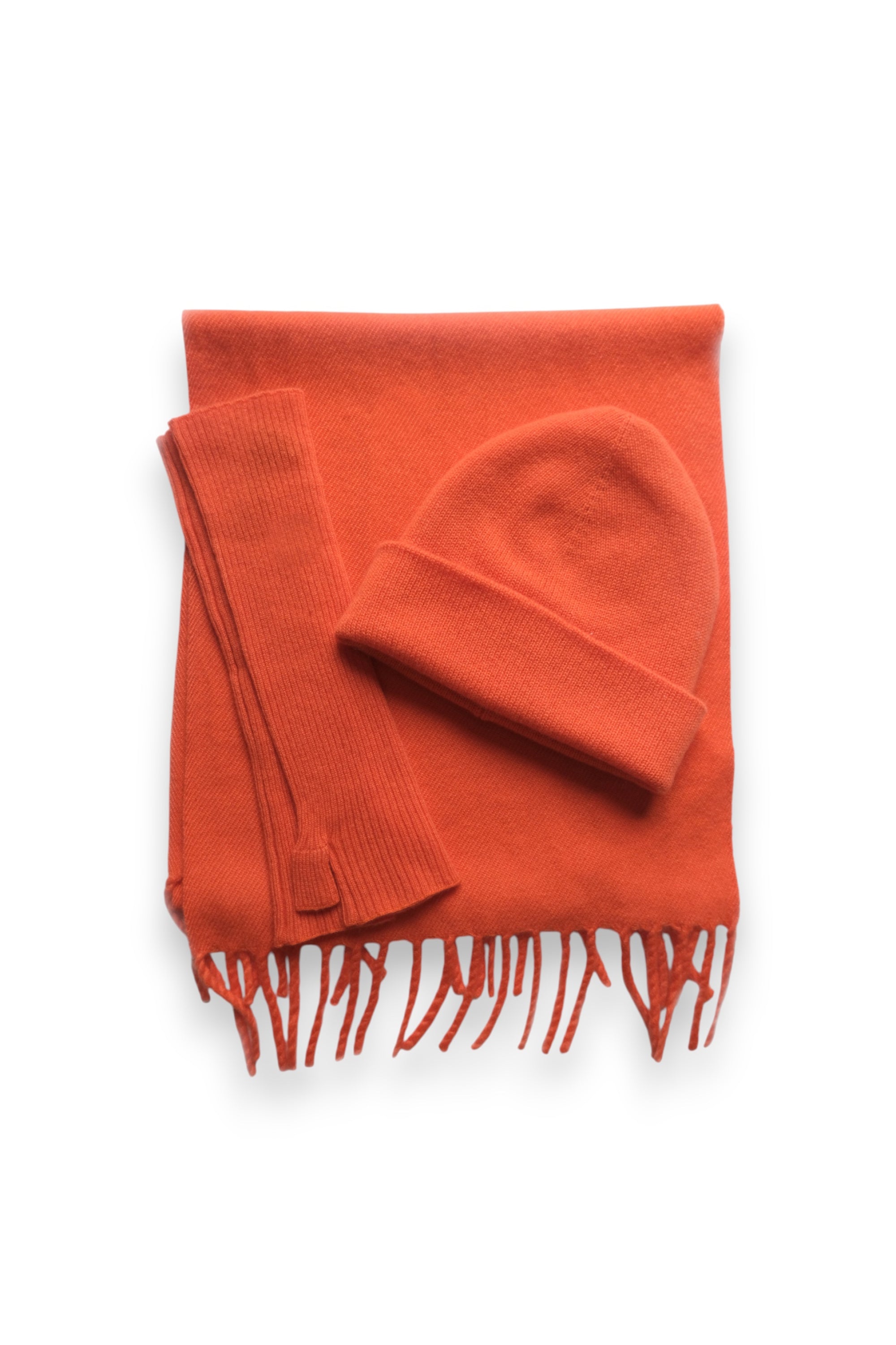 Winter set W in women's cashmere - orange - Mahogany