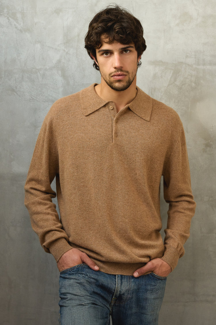 Alexandre in men's cashmere - camel marl - Mahogany