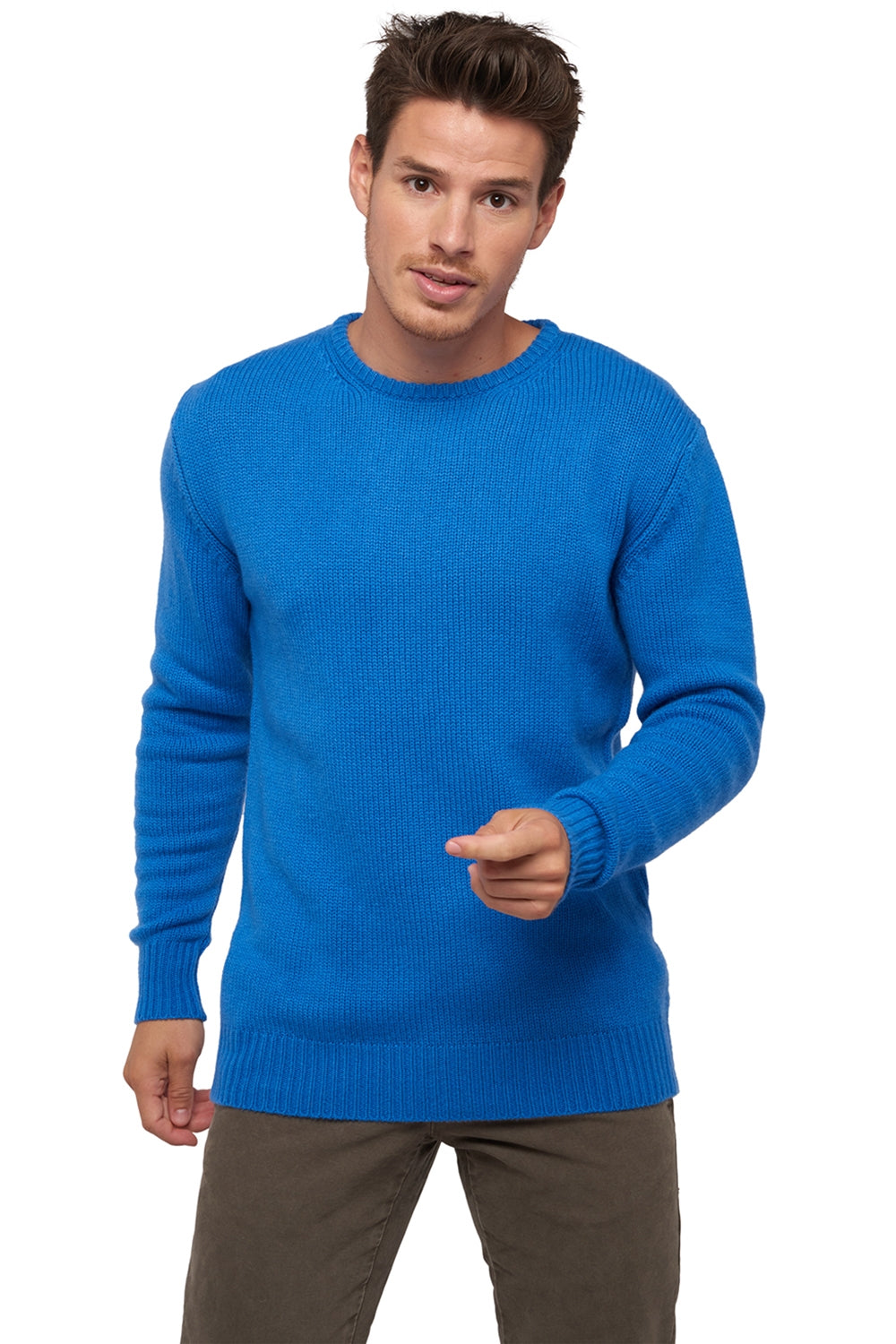 Bilal men's cashmere jumper - tetbury blue - Mahogany