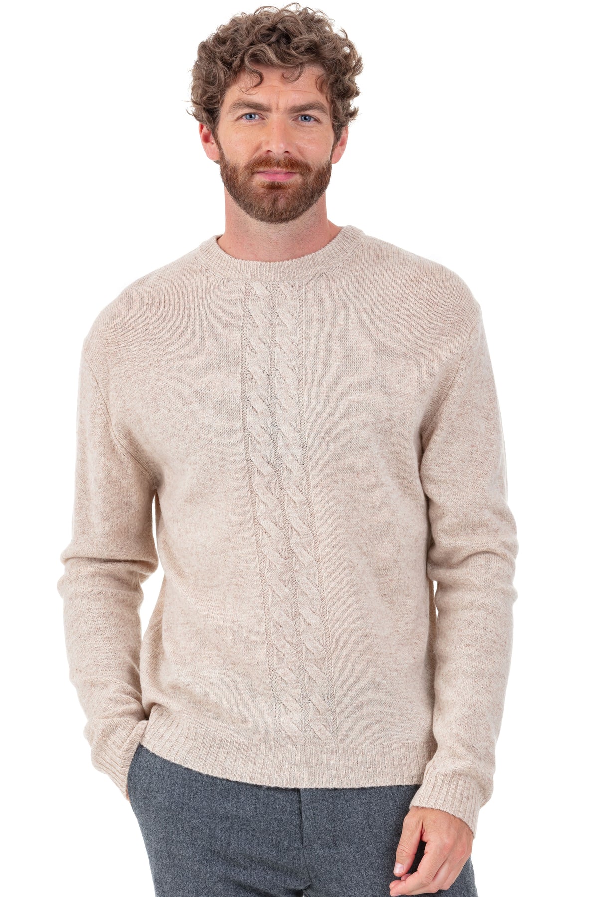 Piotr men's camel jumper - natural - Mahogany