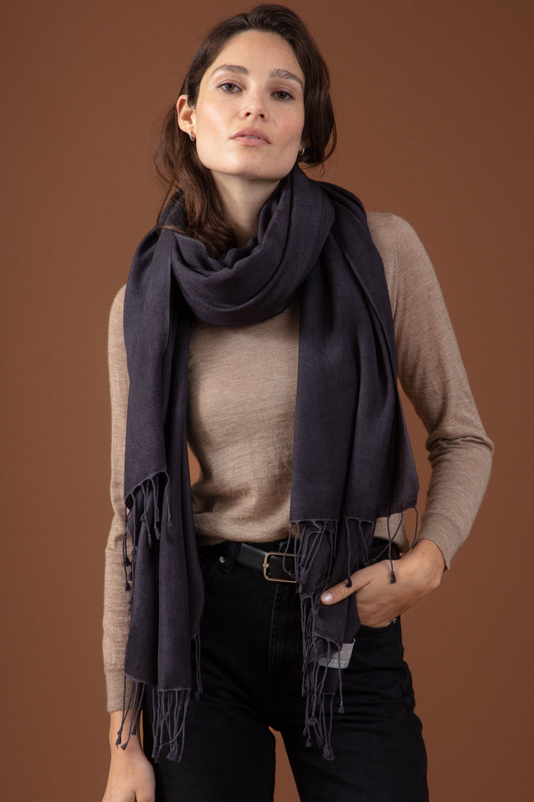Adèle mixed cashmere and silk jumper - carbon - Mahogany