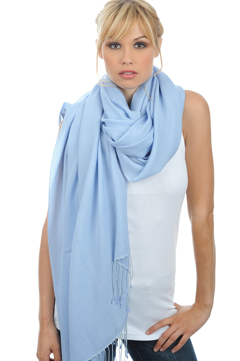 Adèle mixed cashmere and silk jumper - sky blue - Mahogany