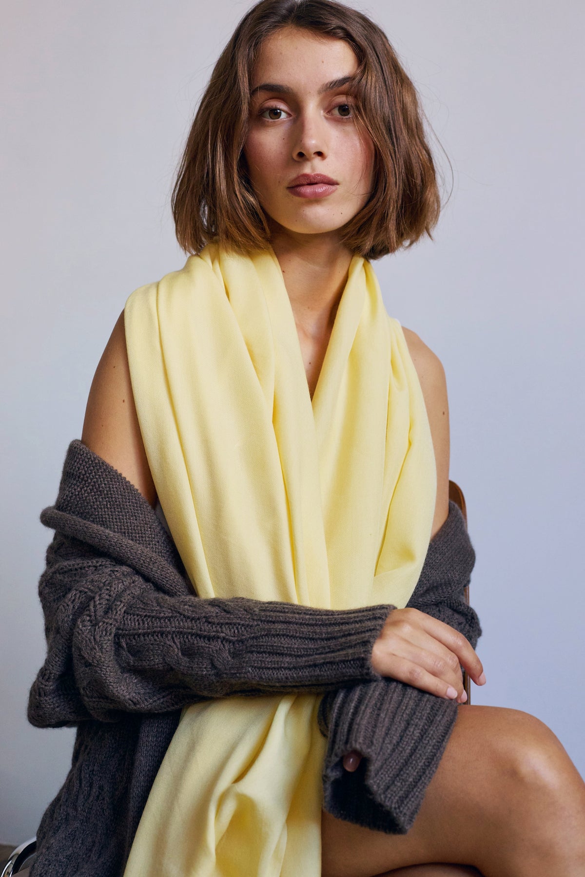 Adèle mixed cashmere and silk jumper - pastel yellow - Mahogany