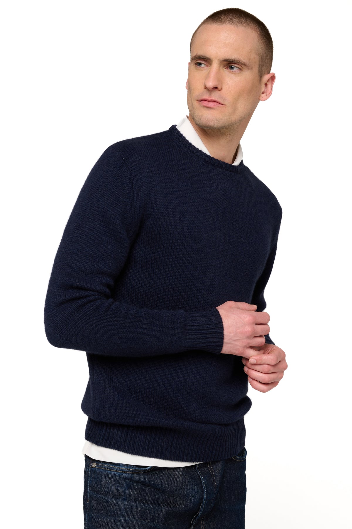 Bilal men's cashmere jumper - dark navy - Mahogany