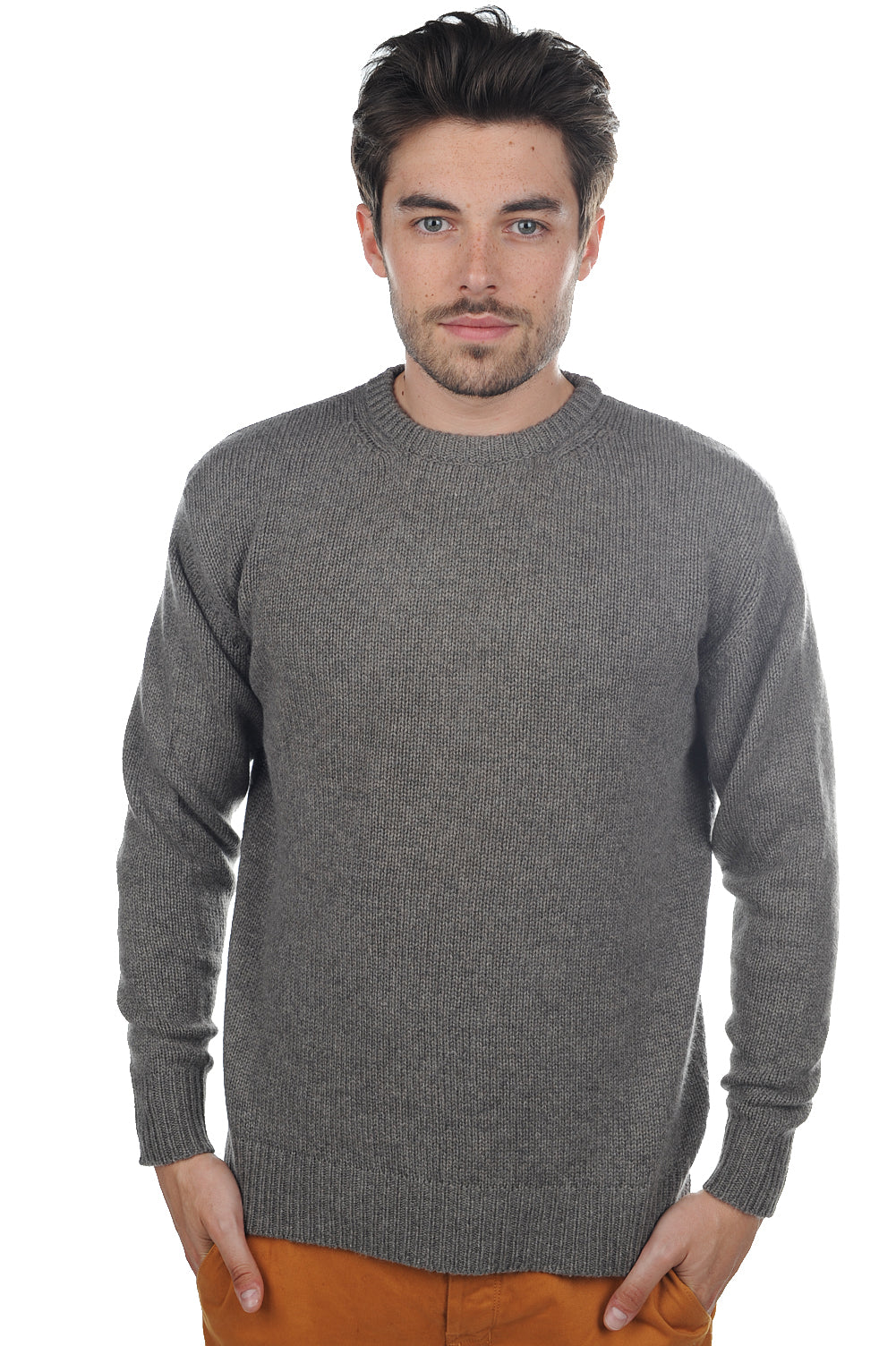 Bilal men's cashmere jumper - marmotte marl - Mahogany