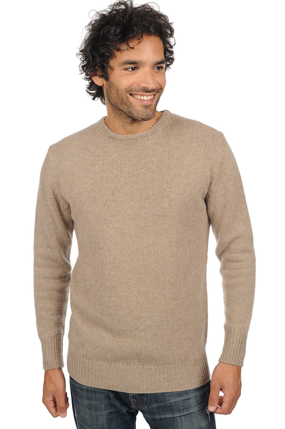 Bilal men's cashmere jumper - natural brown - Mahogany
