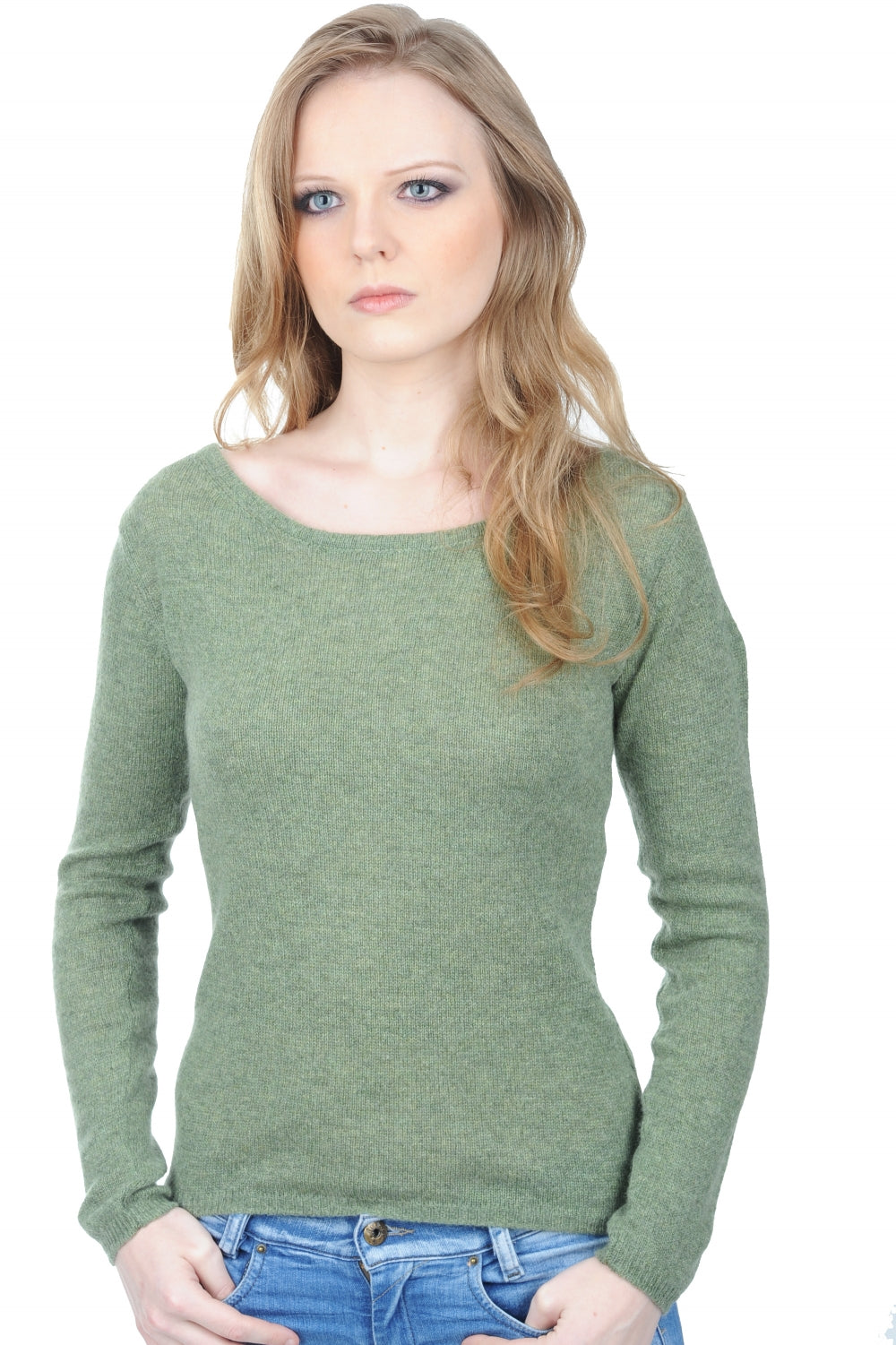 Caleen women's cashmere - heather green - Mahogany