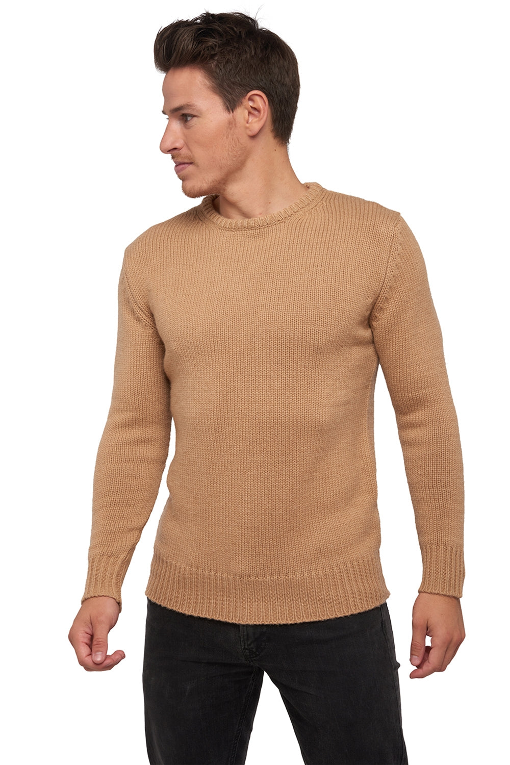 Cole camel men's jumper - natural camel - Mahogany