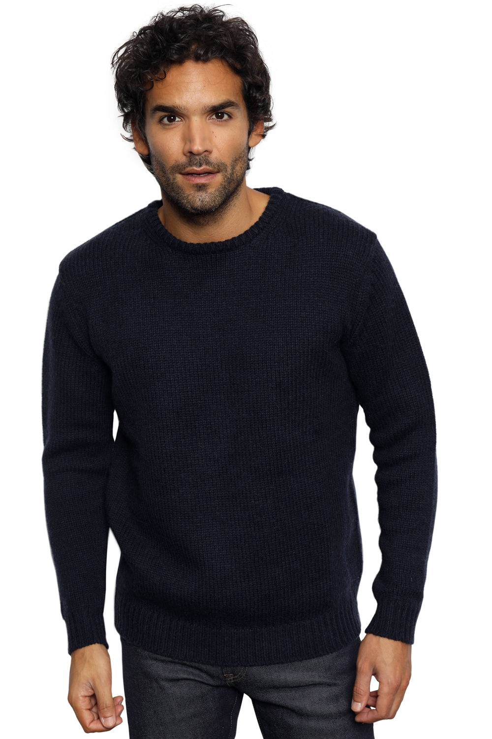 Cole camel men's jumper - navy - Mahogany