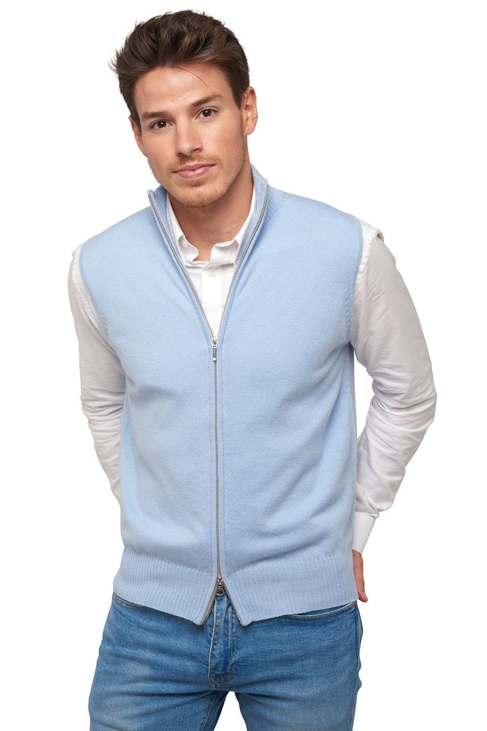 Dali men's cashmere jumper - sky - Mahogany