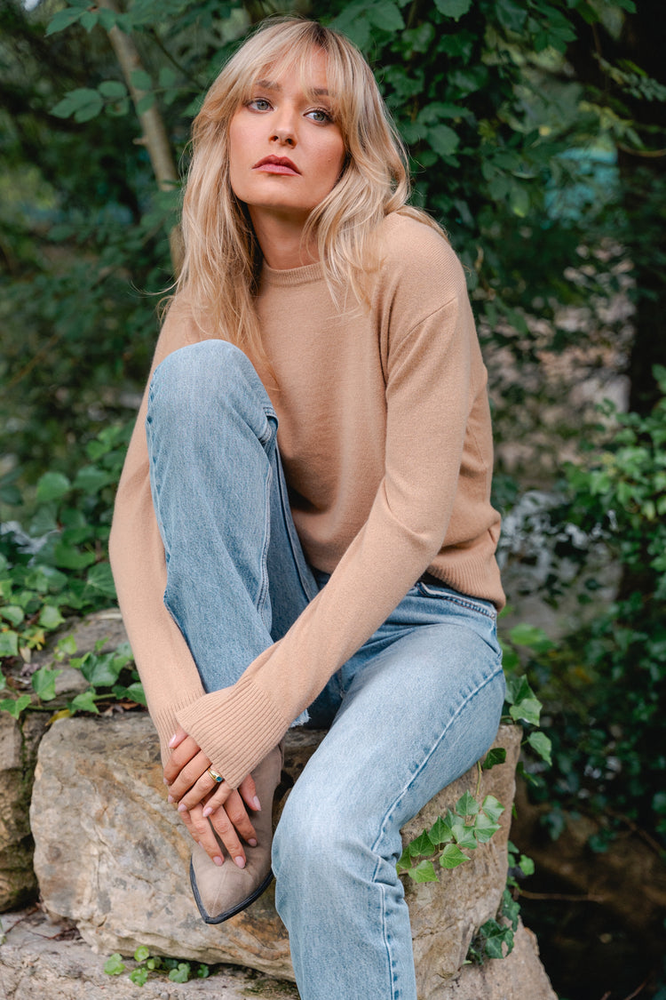 Daria in cashmere for women - View 4 - camel - Mahogany