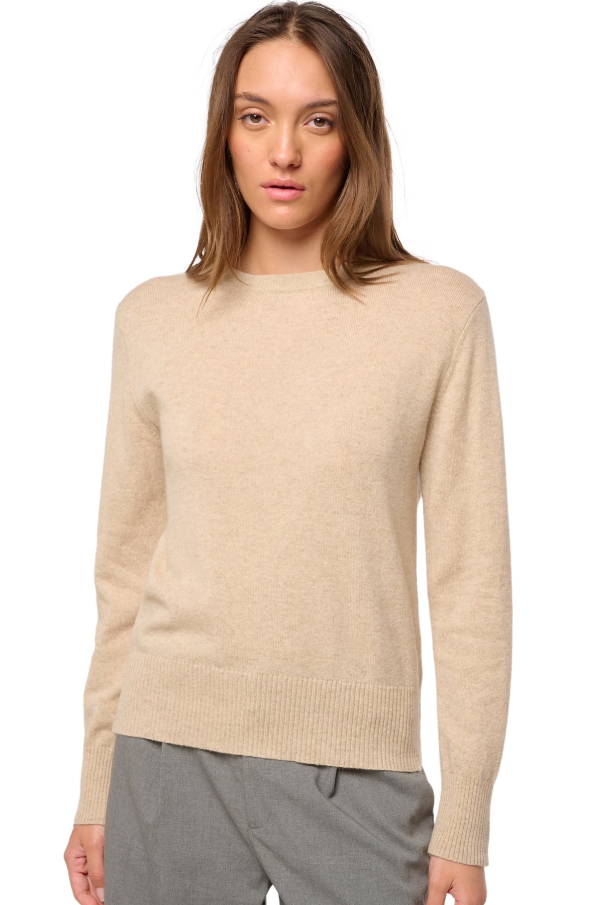Daria women's cashmere jumper - natural winter dawn - Mahogany