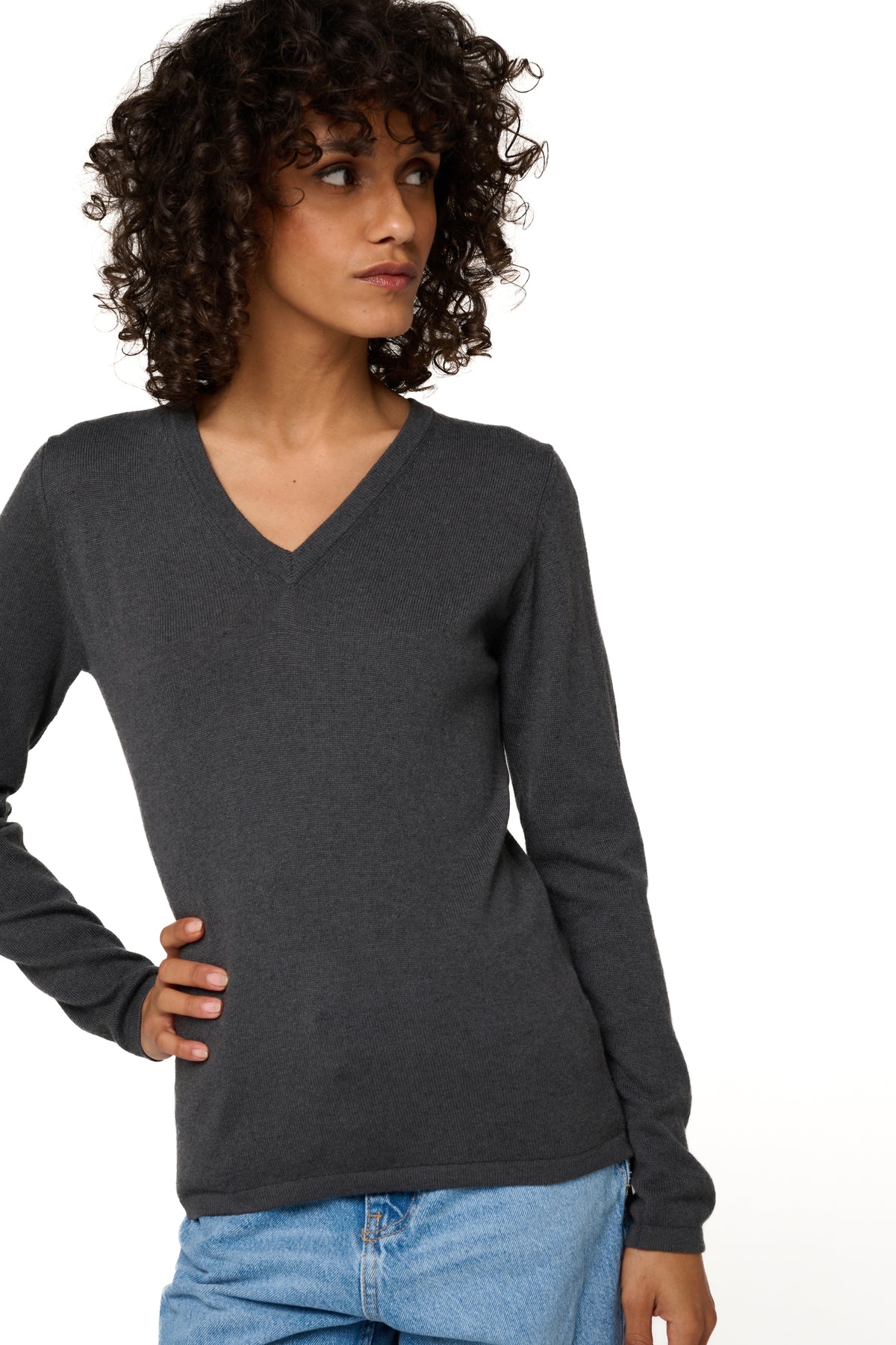 Emma in cashmere for women - View 1 - anthracite - Mahogany