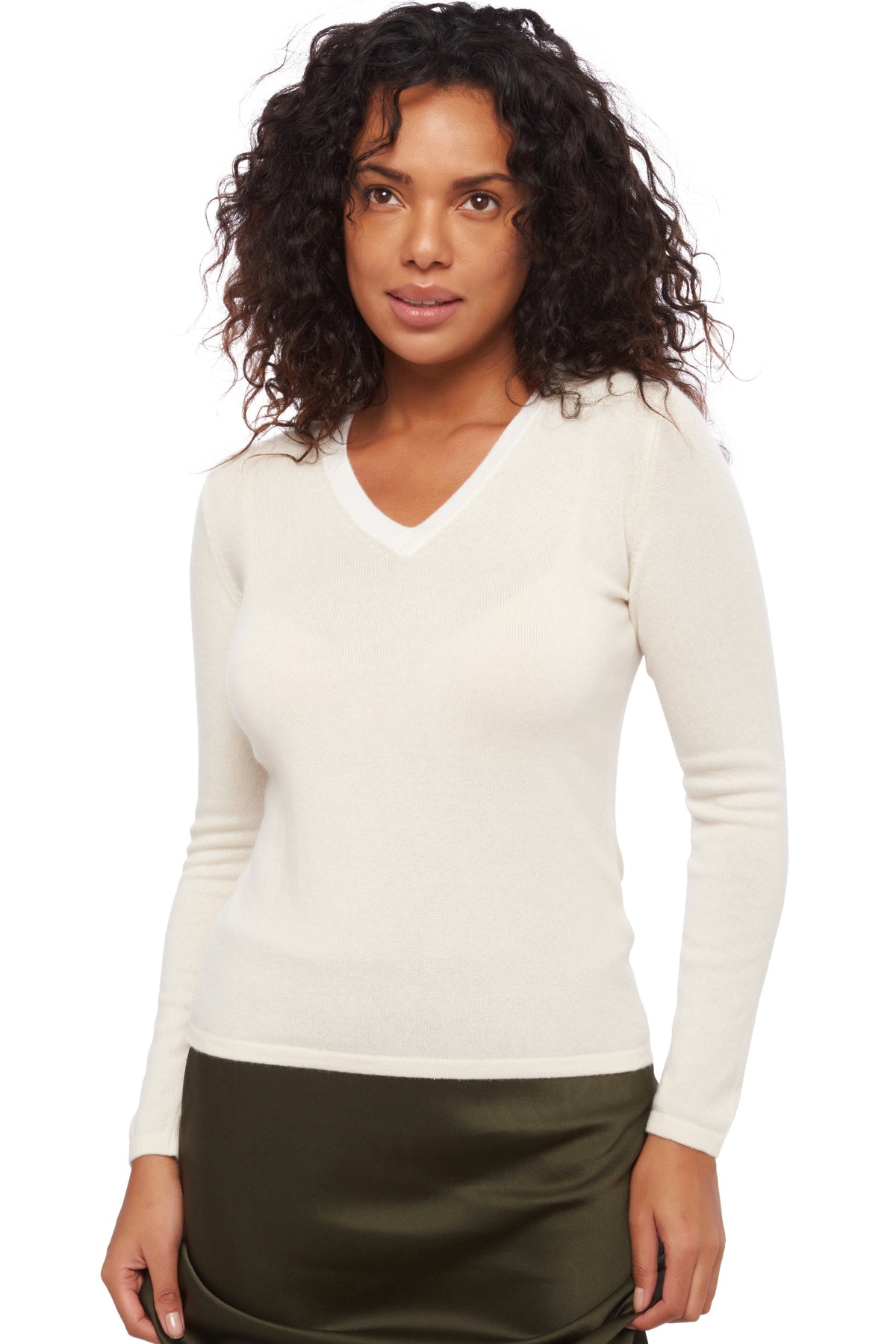 Emma in cashmere for women - écru - Mahogany