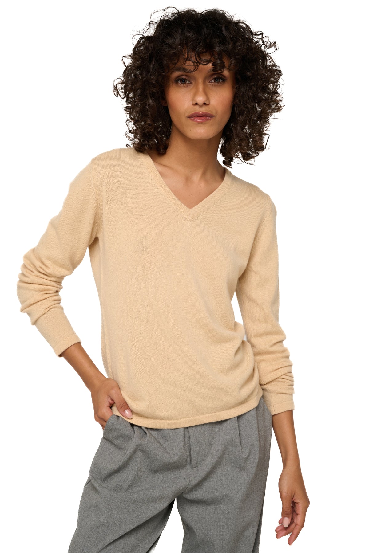 Emma in cashmere for women - honey - Mahogany