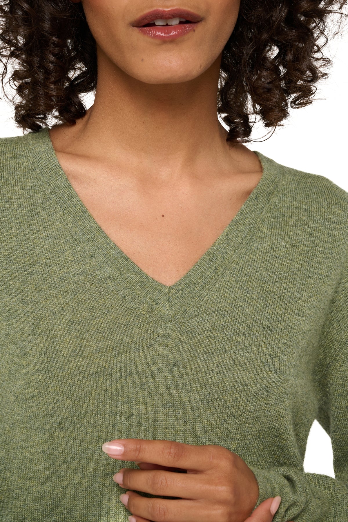 Emma women's cashmere - View 2 - marl green - Mahogany